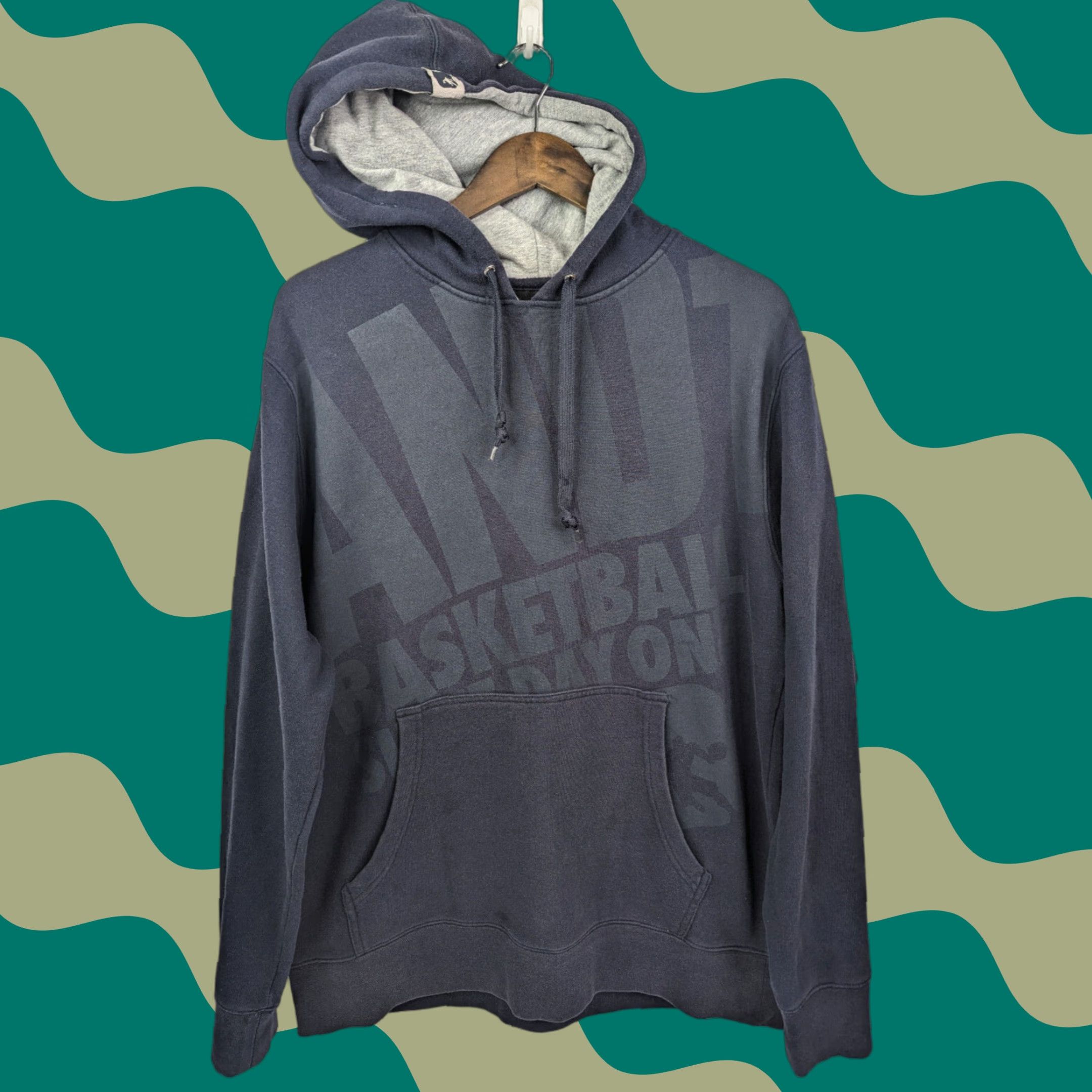 Vintage VINTAGE AND1 Hoodie Mens L Navy Drawstring Hooded Sweatshirt Distressed Logo Graphic Print Blue Cotton Blend Size US L / EU 52-54 / 3 - 1 Thumbnail