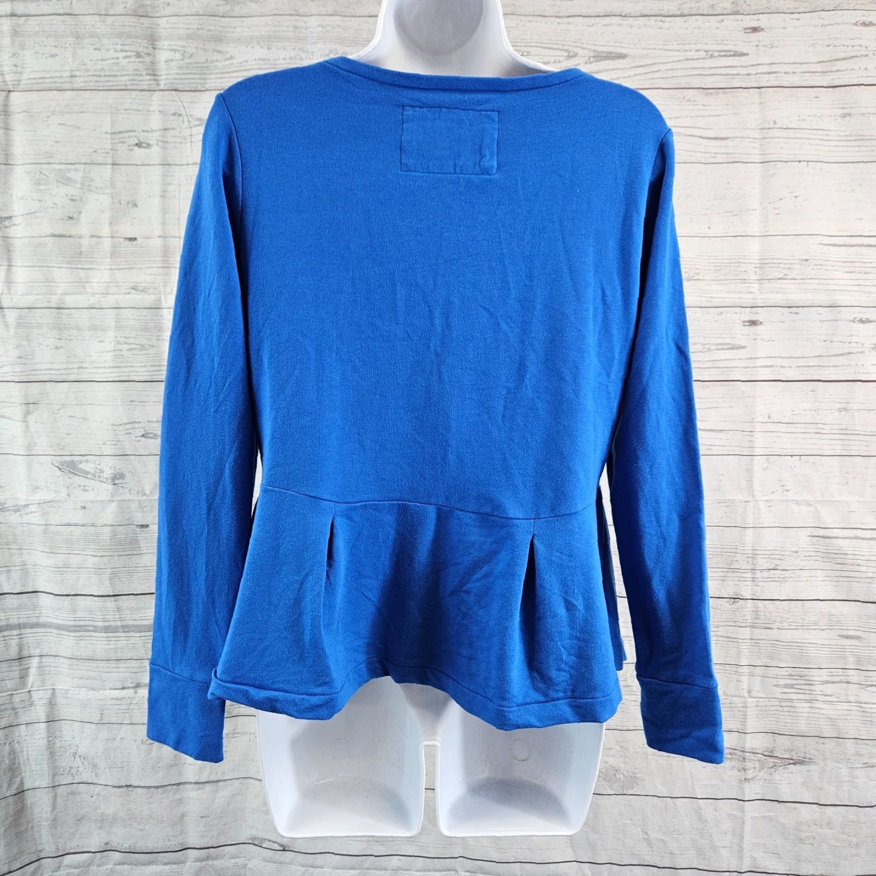 Vintage Evy's Tree Womens Peplum Jacket Sz Large Blue Full Zip Cotton Blend Long Sleeve Jacket Women's Large Blue Evy's Tree Peplum Full Zip Size L / US 10 / IT 46 - 4 Thumbnail