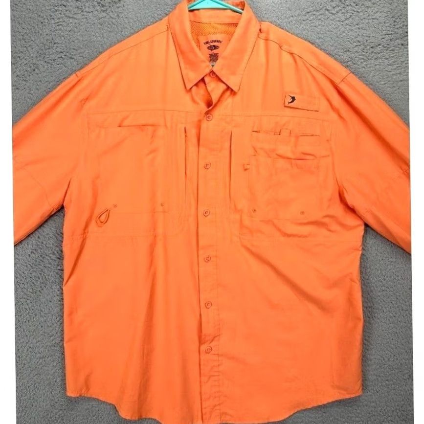 Vintage Reel Legends Shirt Mens Large Orange Button Up Fishing Vented Pocket Logo EUC Size US L / EU 52-54 / 3 - 3 Thumbnail