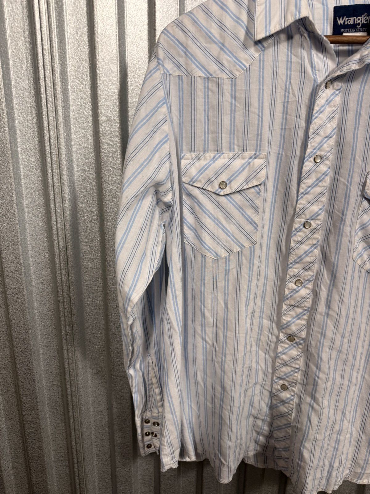 Wrangler Vintage Wrangler Classic Wester Pinstripe Pearl Snap Shirt Size US XL / EU 56 / 4 - 6 Thumbnail