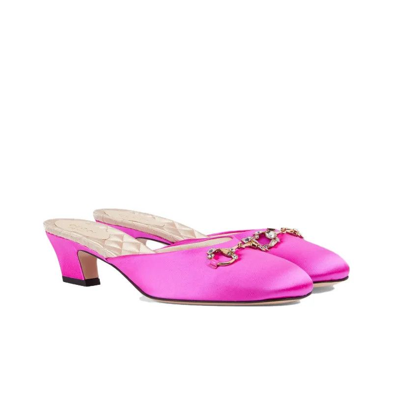 Gucci o1s1wg110125 Horsebit Mules in Fuchsia Size US 7 / IT 37 - 2 Thumbnail