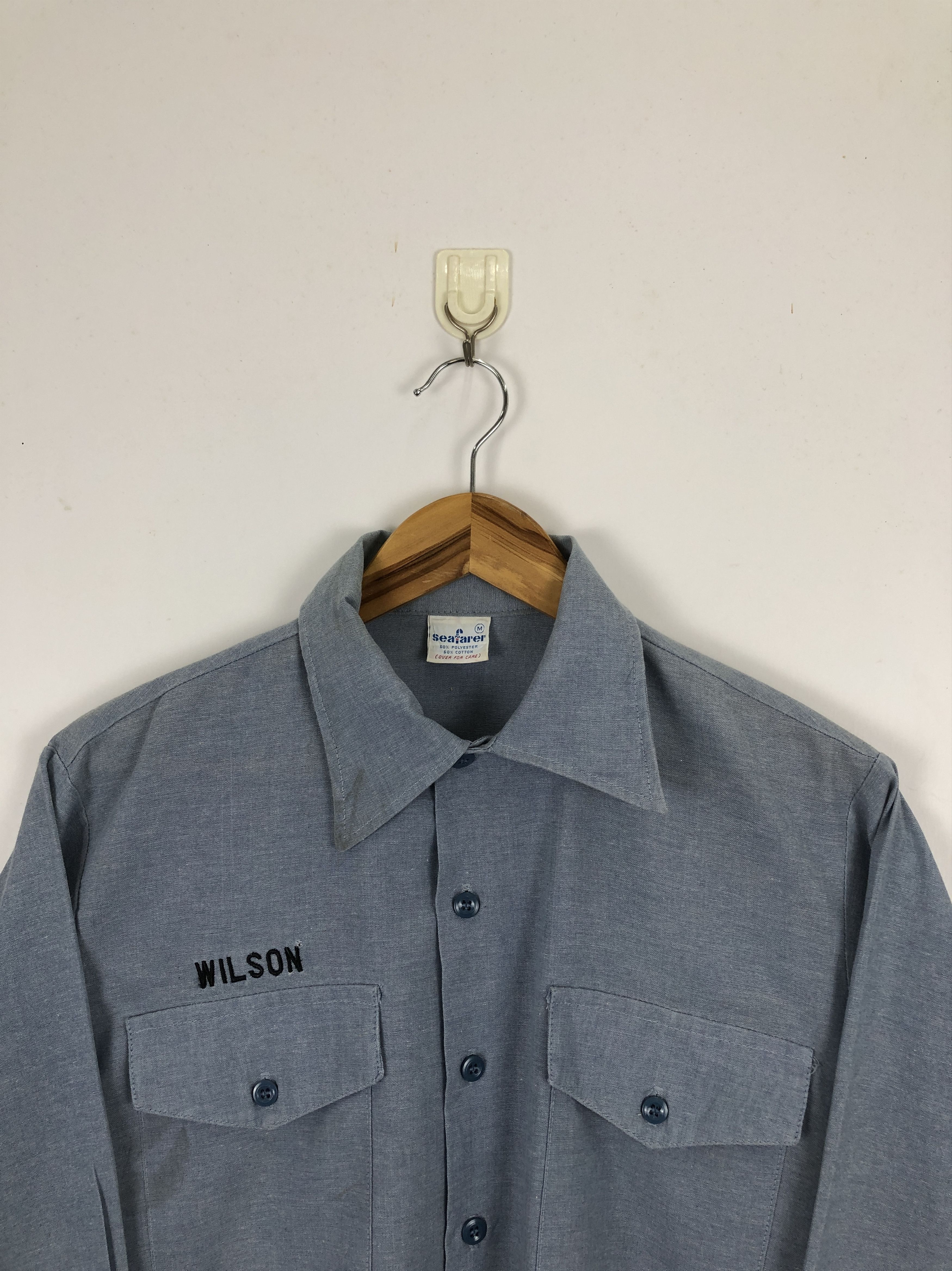 Vintage Vintage 70s Seafarer Navy Seal Chambray Western Shirt TA0458 Size US M / EU 48-50 / 2 - 2 Thumbnail