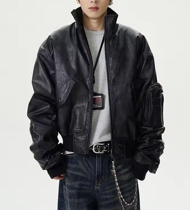 Leather Designer Punk Oversize Zip Up PU Leather Jacket Bomber Size US L / EU 52-54 / 3 - 5 Thumbnail