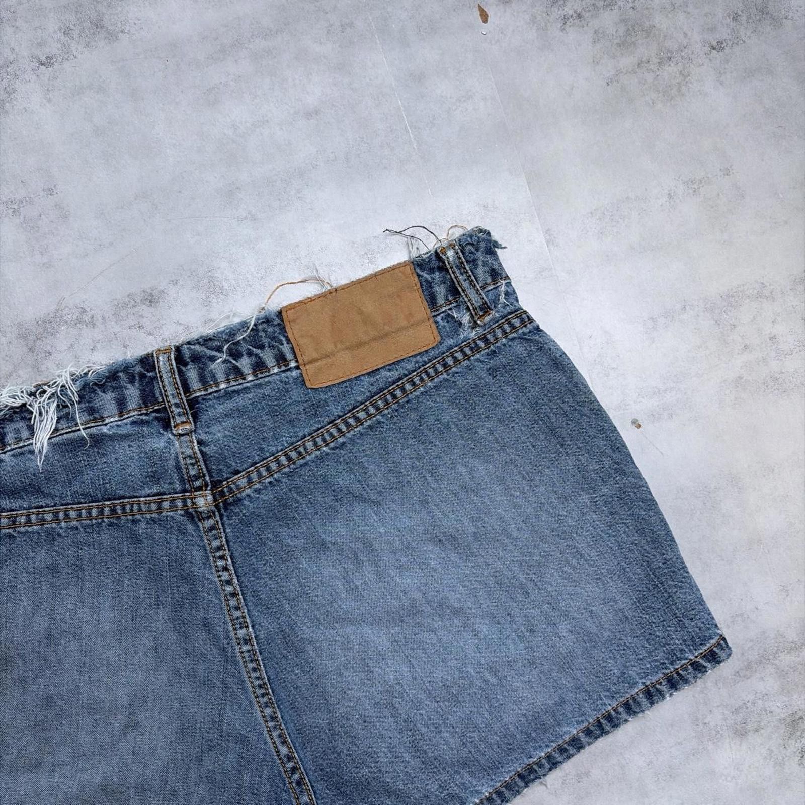 Other Y2K Blue Paris Blues Grunge Distressed Mini Denim Shorts Size 30" / US 8 / IT 44 - 6 Thumbnail