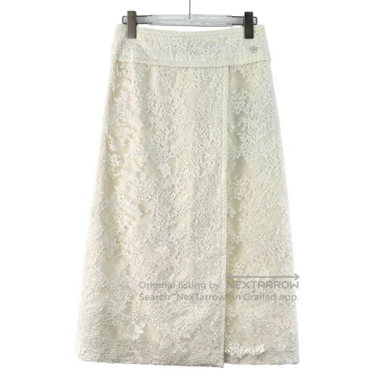 Chanel Station Series Beige Lace Floral Embroidered Cotton