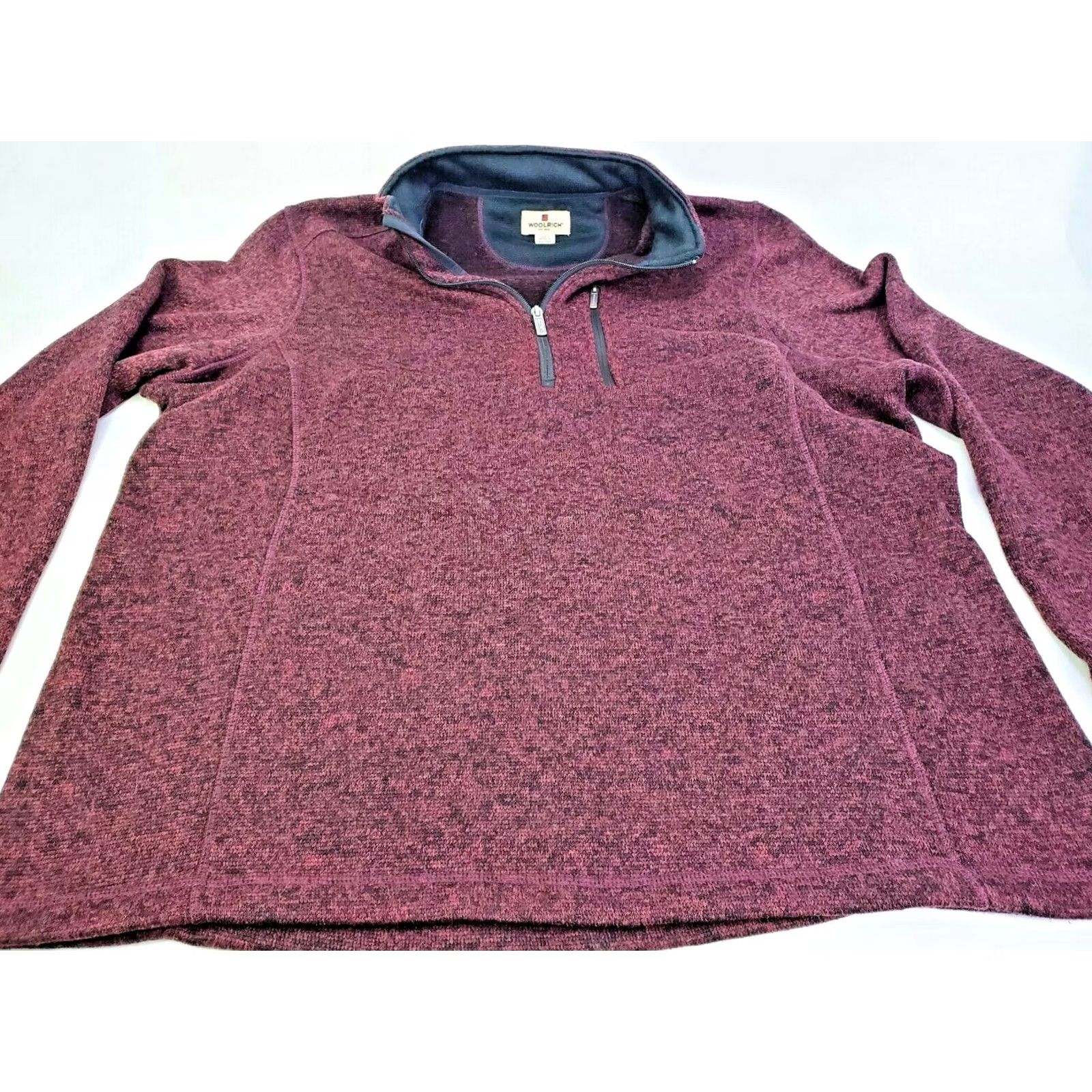 Vintage Woolrich Sweater Mens 2XL Maroon Burgundy & Black Pullover Quarter Zip Knit Men Polyester Size US XXL / EU 58 / 5 - 4 Thumbnail
