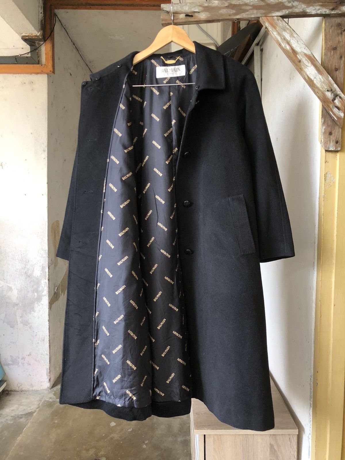Balmain Authentic🔥 Balmain Cashmere Wool Long Coat Black Size L / US 10 / IT 46 - 5 Thumbnail