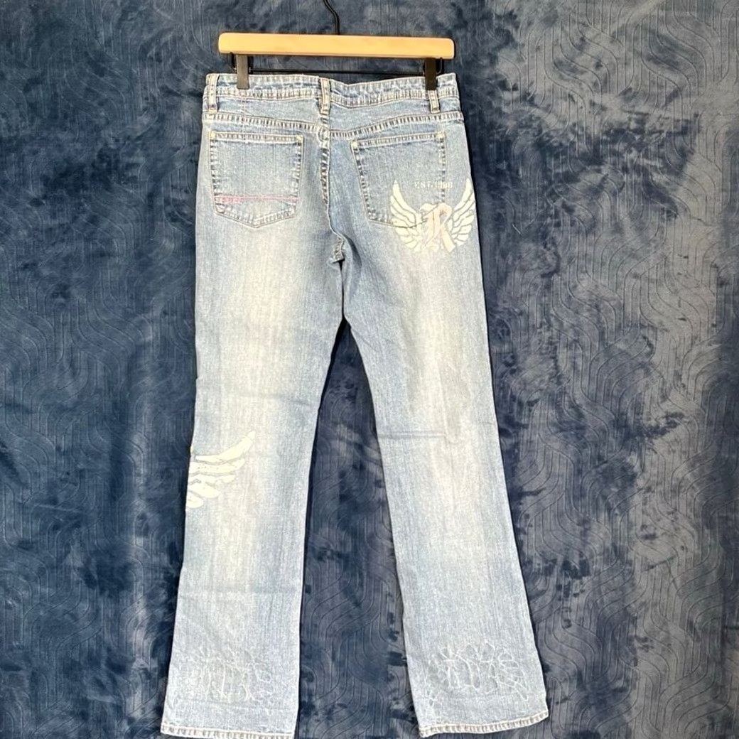 Vintage VINTAGE Request Jeans Womens 29 Light Wash 5-Pocket Bootcut Denim Blue Logo Hip Hop Rock Size 29" - 4 Thumbnail