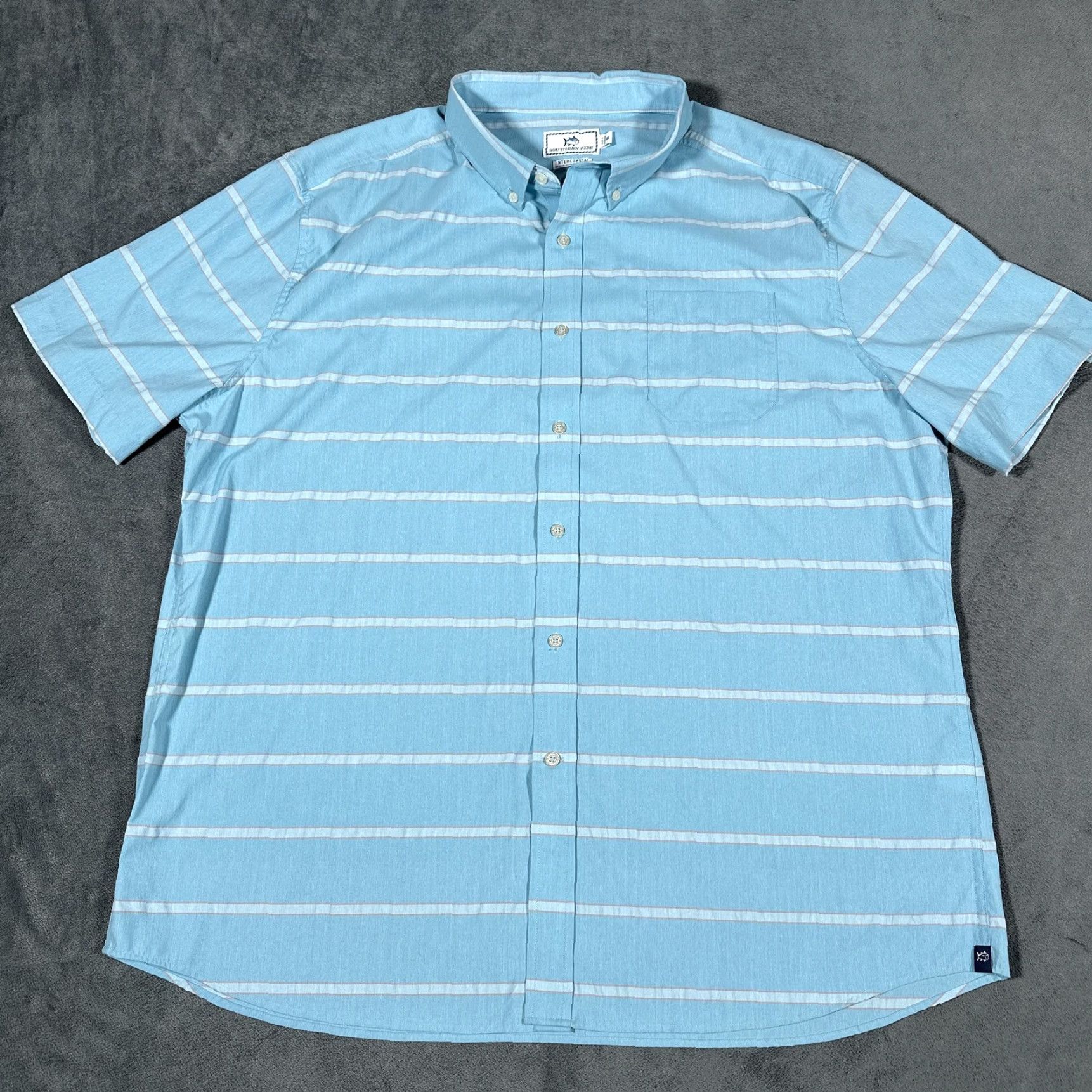 Southern Tide Southern Tide Shirt 2XL Blue Intercoastal Short Sleeve Button Down Striped Mens Size US XXL / EU 58 / 5 - 2 Thumbnail