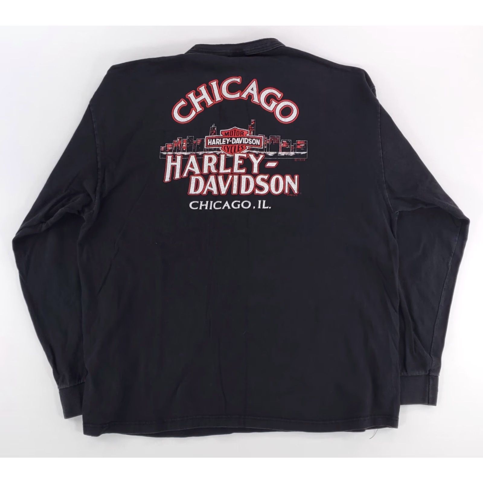 Harley Davidson Harley-Davidson Henley T Shirt Long Sleeve Black Made USA Chicago Mens XXL Size US XXL / EU 58 / 5 - 6 Thumbnail