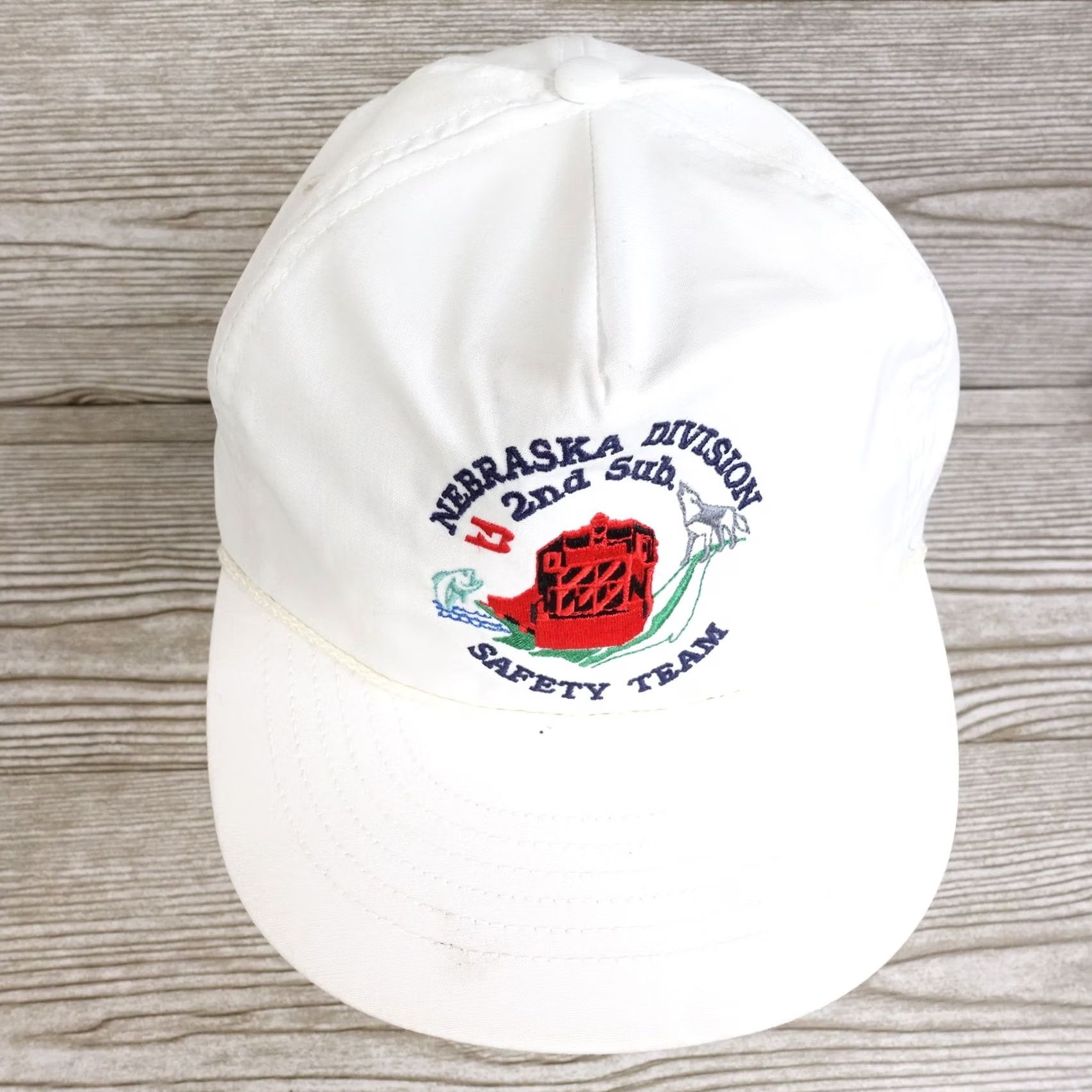 Rains VINTAGE NEBRASKA SAFETY TRAIN BASEBALL HAT CAP WHITE Size ONE SIZE - 3 Thumbnail