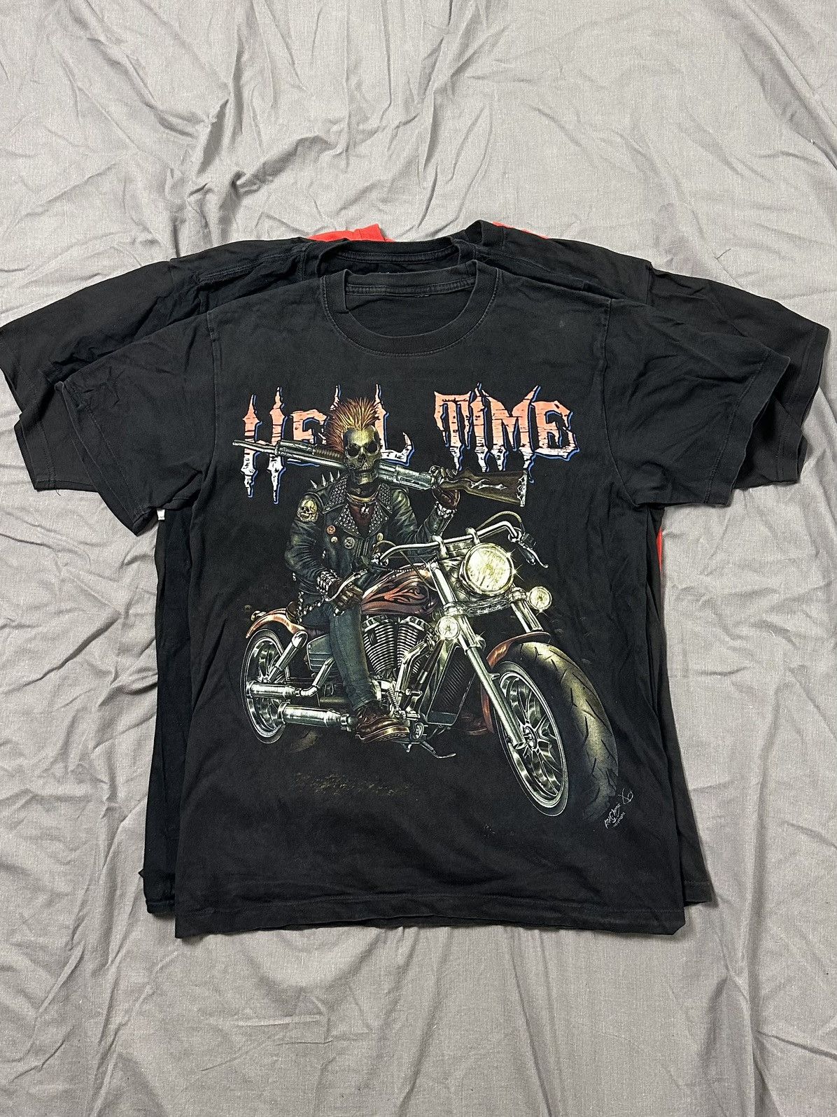 Pre-owned Band Tees X Vintage Hell Time Tee Harley Division Style Y2k Big Logo In Black