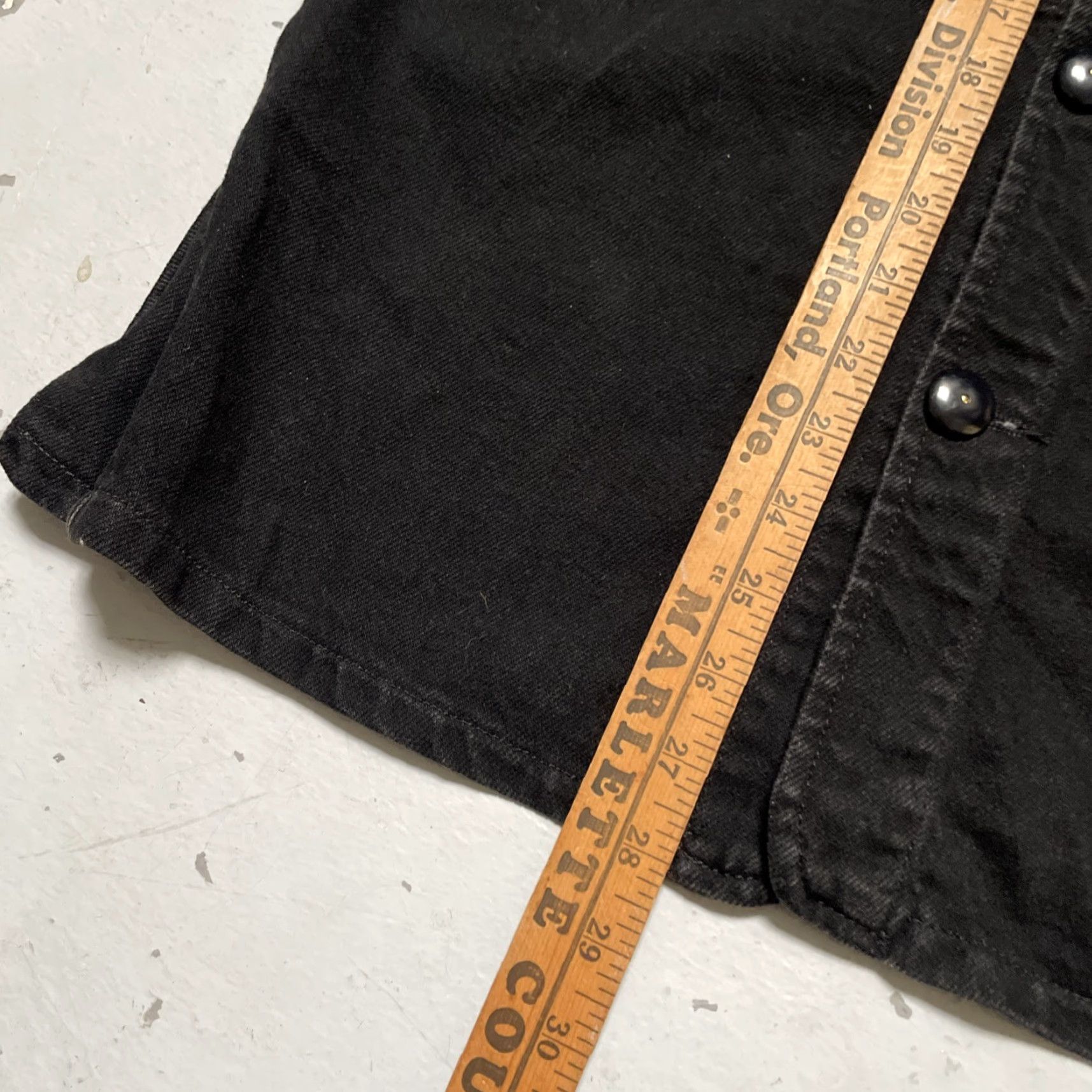 Vintage Imperfects Denim Shirt Jacket Shawl Collar Chore Style USA Made XS Black Unisex Adults Military Jacket Workwear Heritage 90s? Size US XS / EU 42 / 0 - 4 Thumbnail