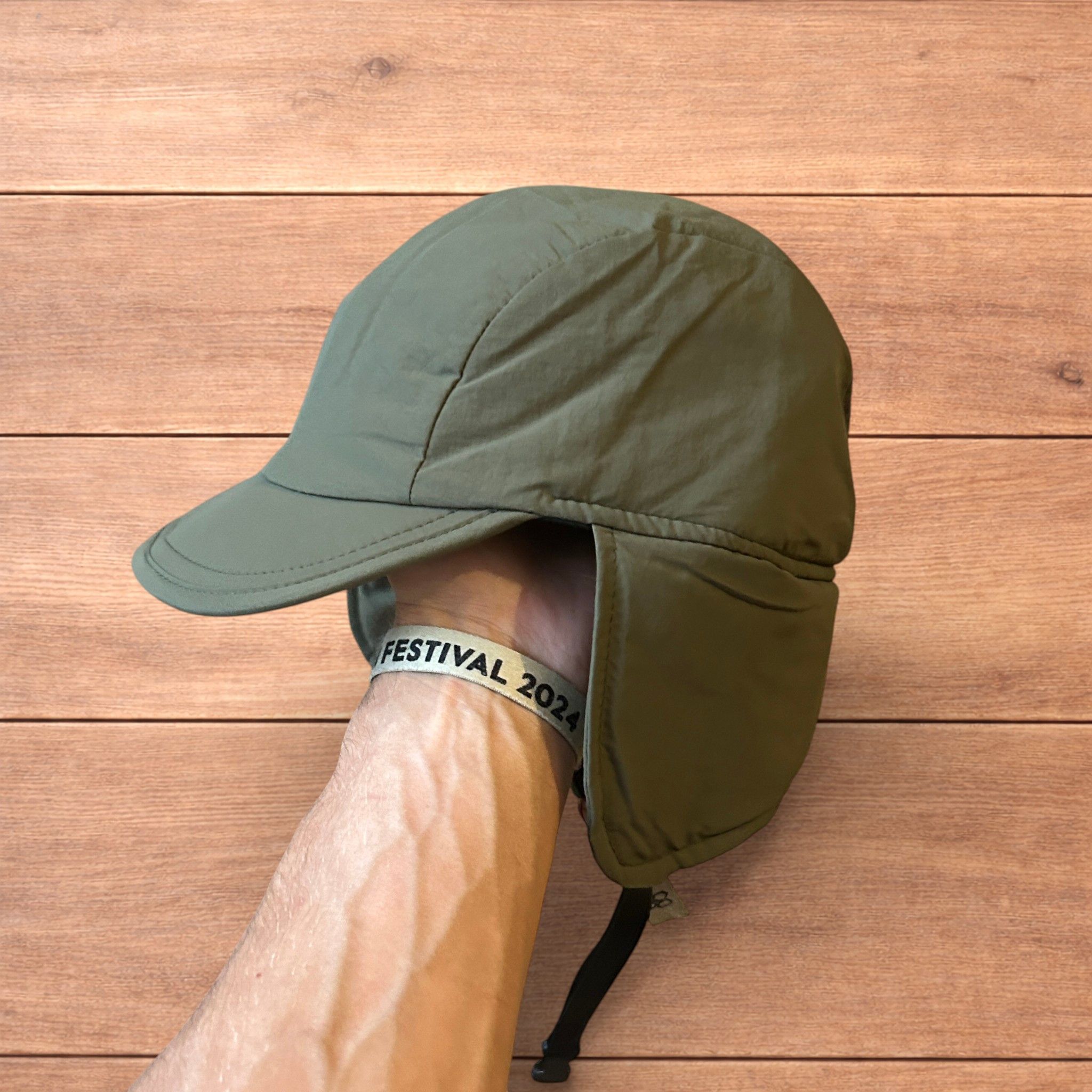 Japanese Brand Insane Russian Trapper Korean padded hat cap in khaki green. Size ONE SIZE - 5 Thumbnail