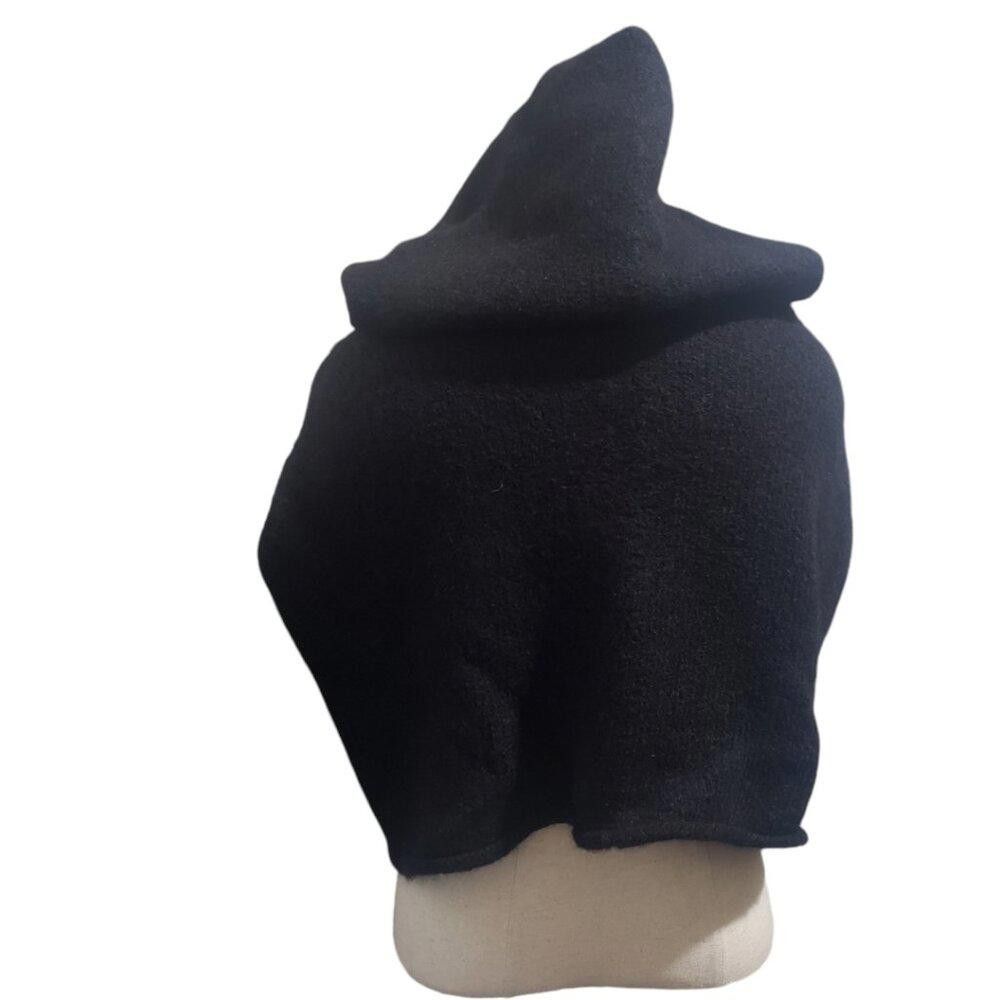 Designer CT1967 Black Hooded Alpaca Hooded Shrug L/XL Size L / US 10 / IT 46 - 5 Thumbnail
