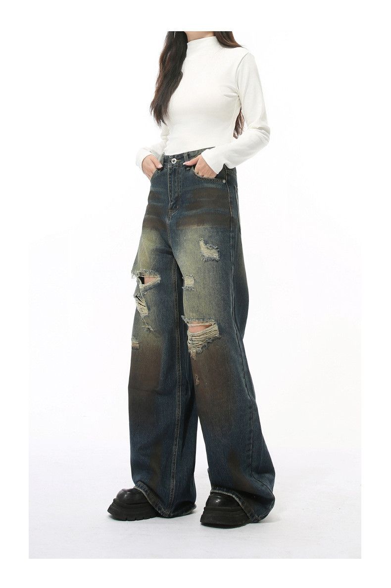 Japanese Brand × Jean High street distressed ripped jeans casual y2k Size US 34 / EU 50 - 6 Thumbnail