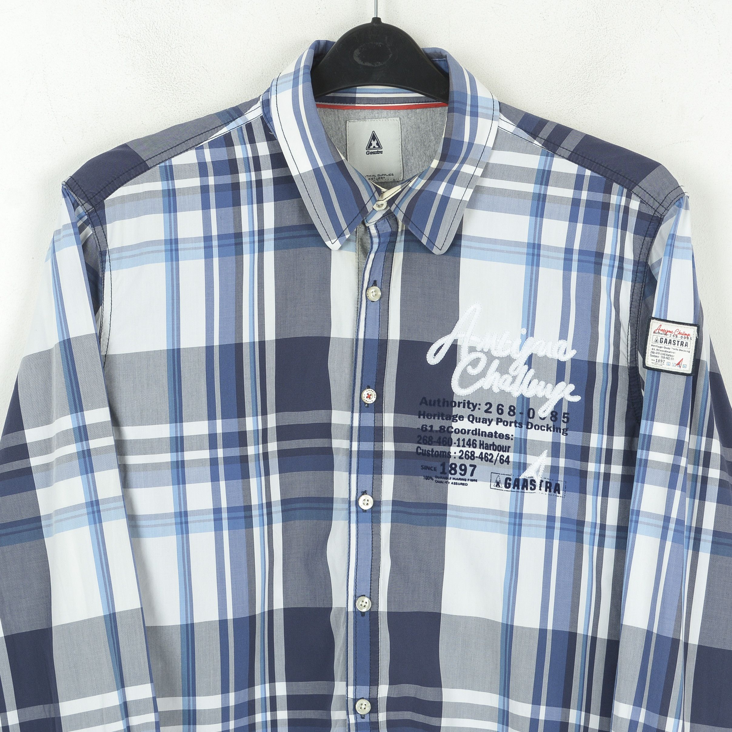 Other GAASTRA Men Casual Check Shirt Cotton Embroidery Long Sleeve Size US XL / EU 56 / 4 - 2 Thumbnail