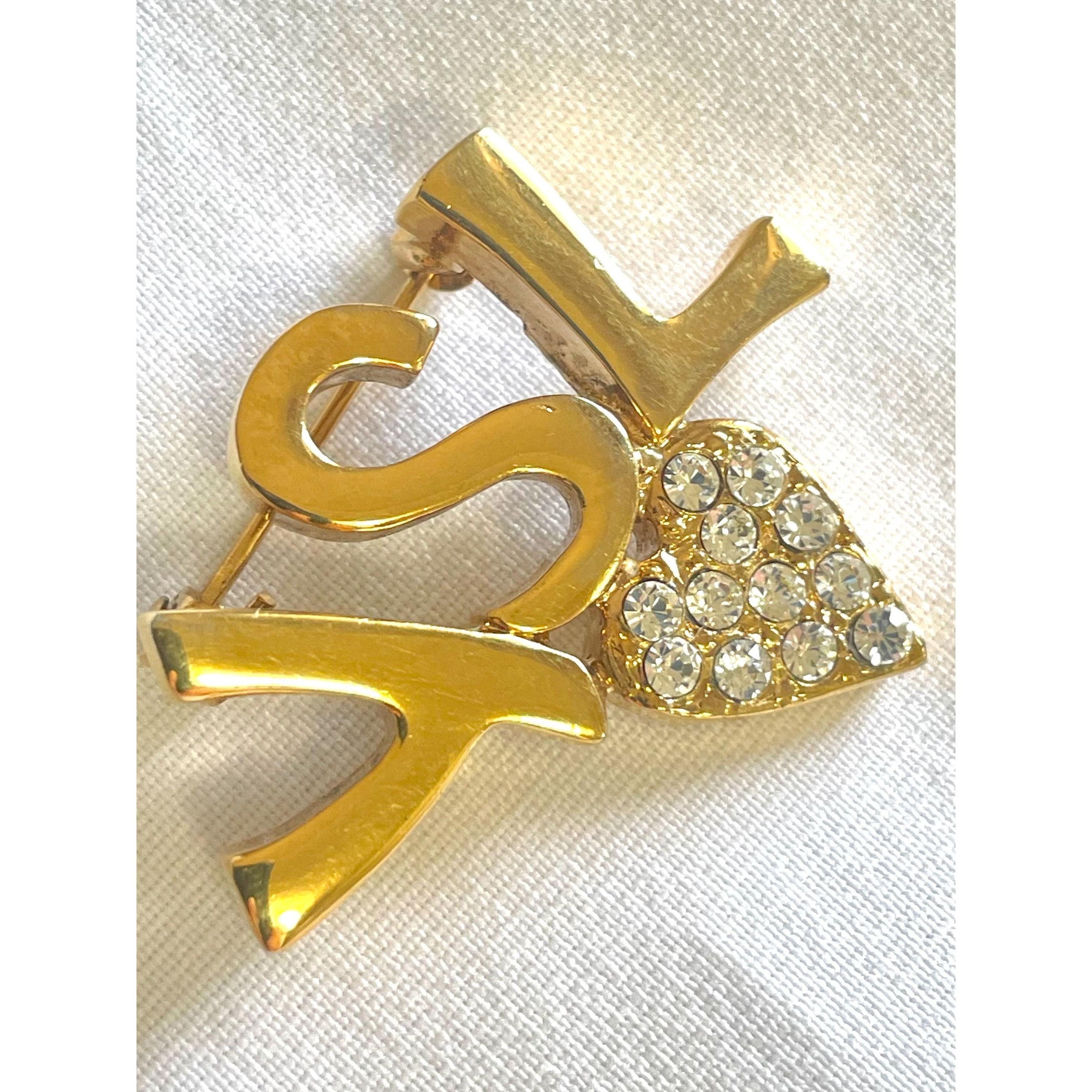 Yves Saint Laurent Vintage Yves Saint Laurent classic YSL logo and heart brooch Size ONE SIZE - 4 Thumbnail