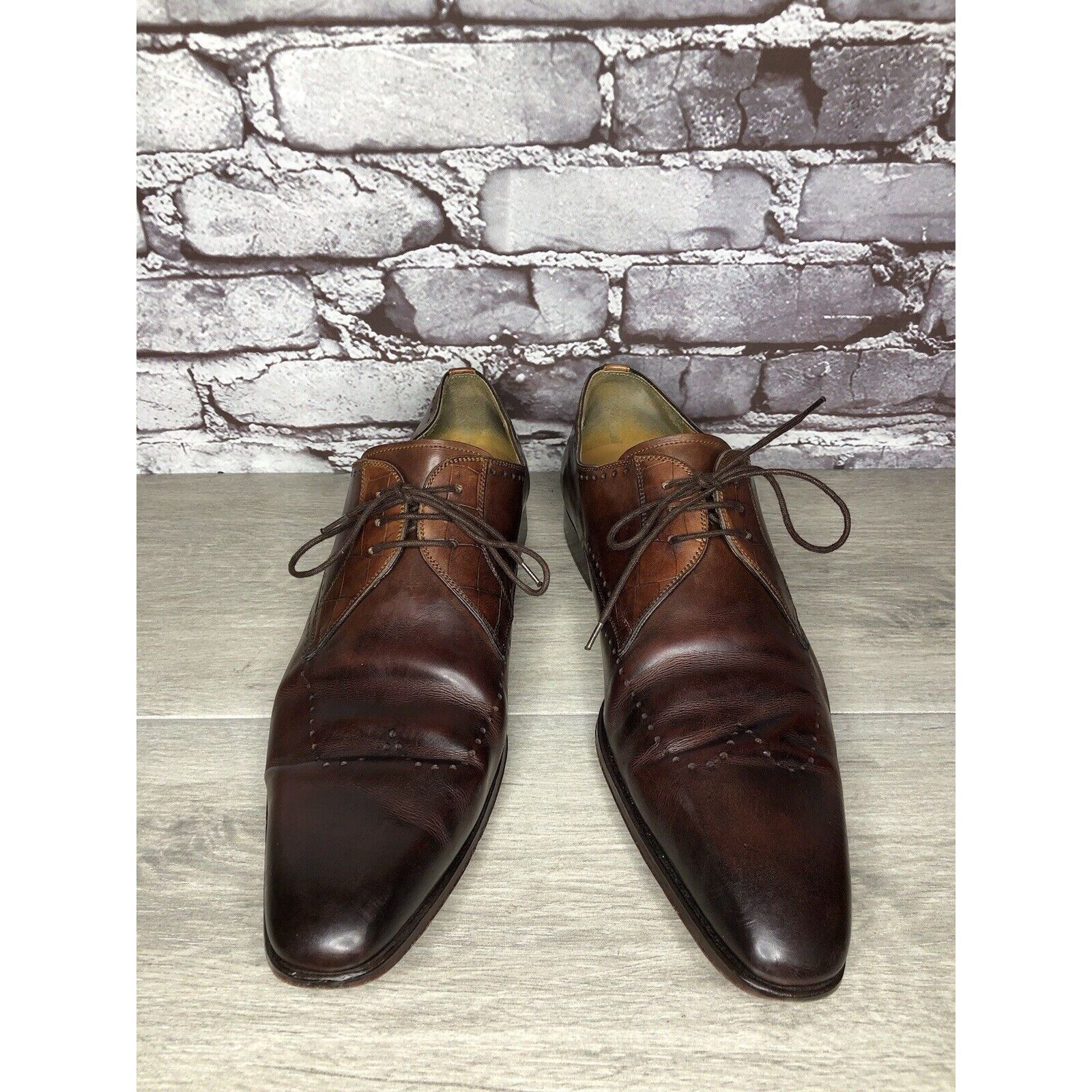 Magnanni Magnanni Neiman Marcus Burnished Brown Leather Wingtip Dress Size US 10 / EU 43 - 22 Thumbnail