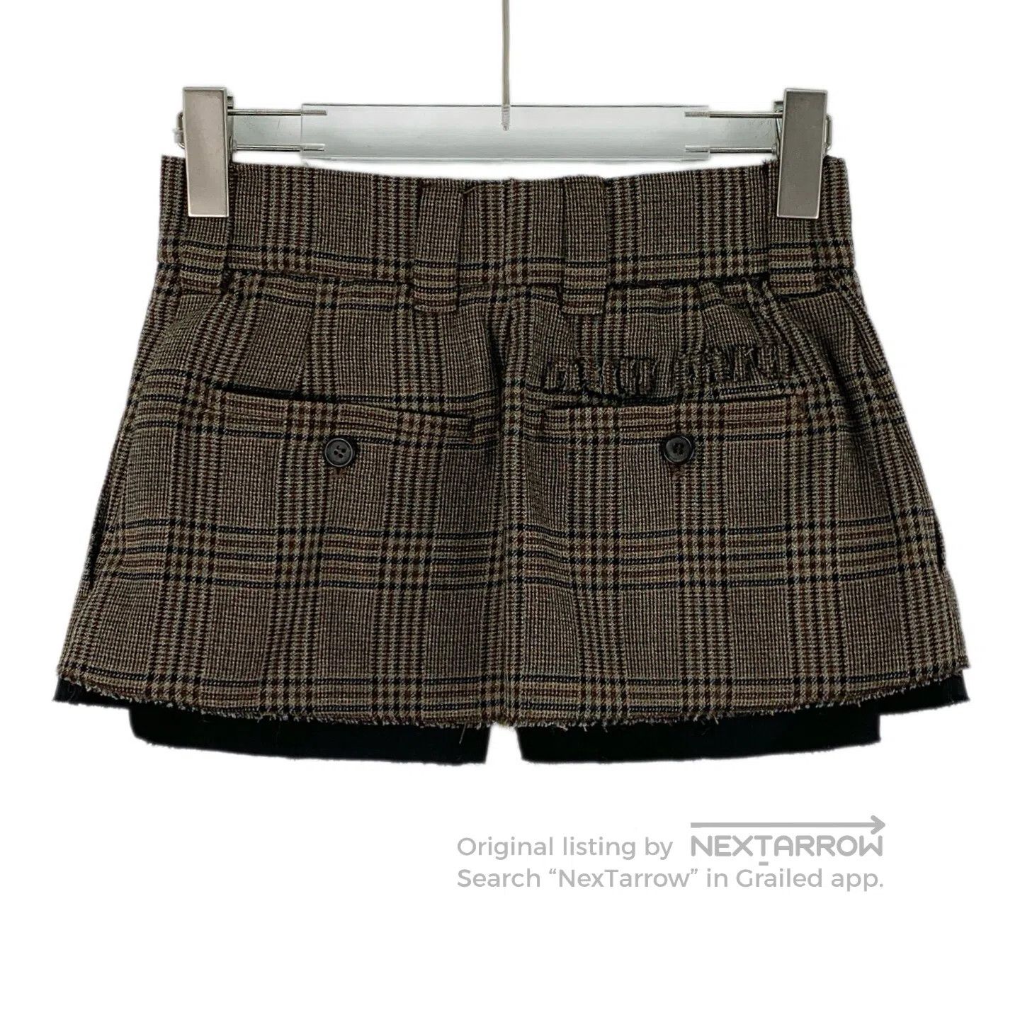 Miu Miu Miu Miu Dark Brown Plaid Logo Letter Embroidered Casual Sh Size 24" / US 00 / IT 34 - 2 Thumbnail