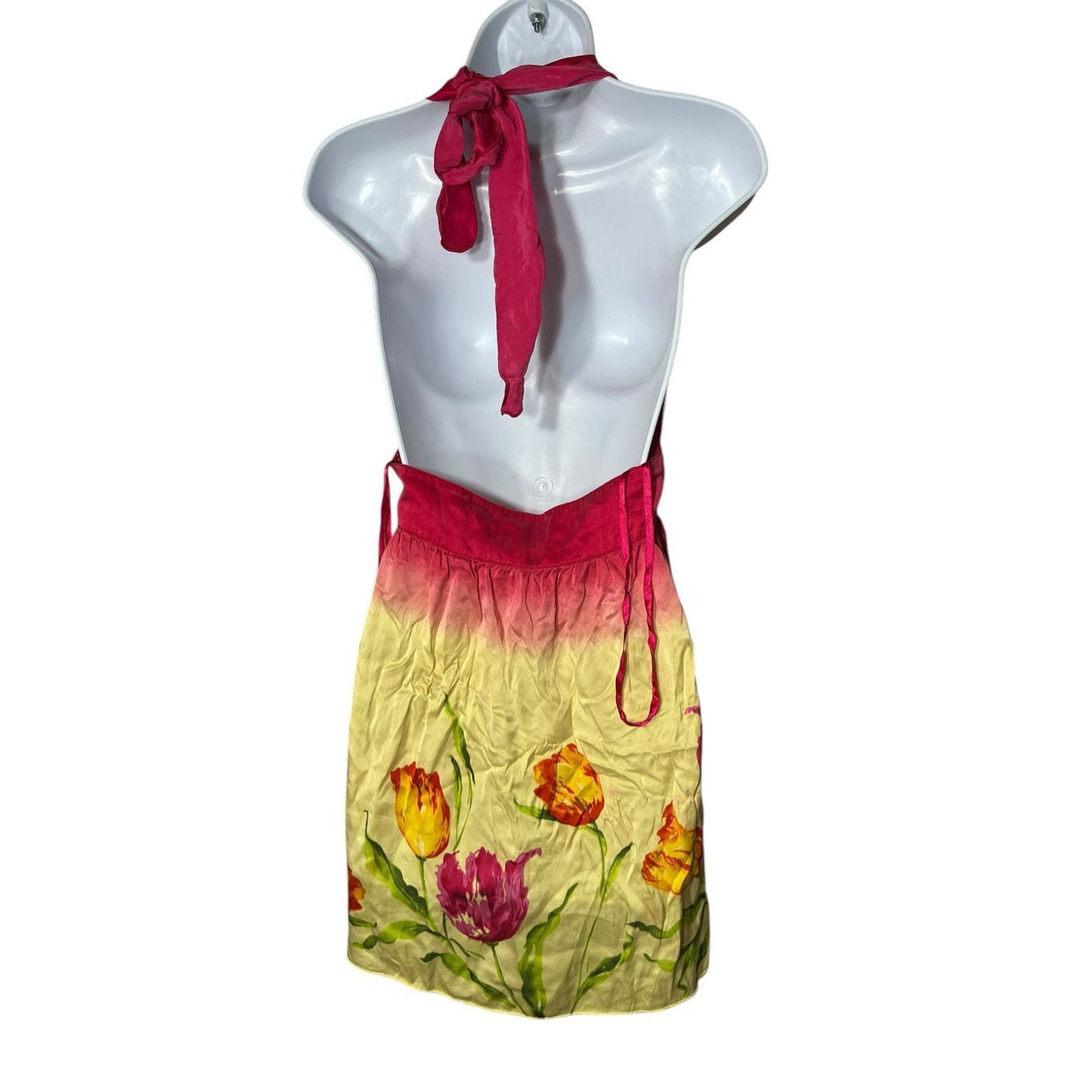 Other Vintage Wet Seal Y2K Pink Yellow Silk Halter Top Dress Size Size M / US 6-8 / IT 42-44 - 5 Thumbnail