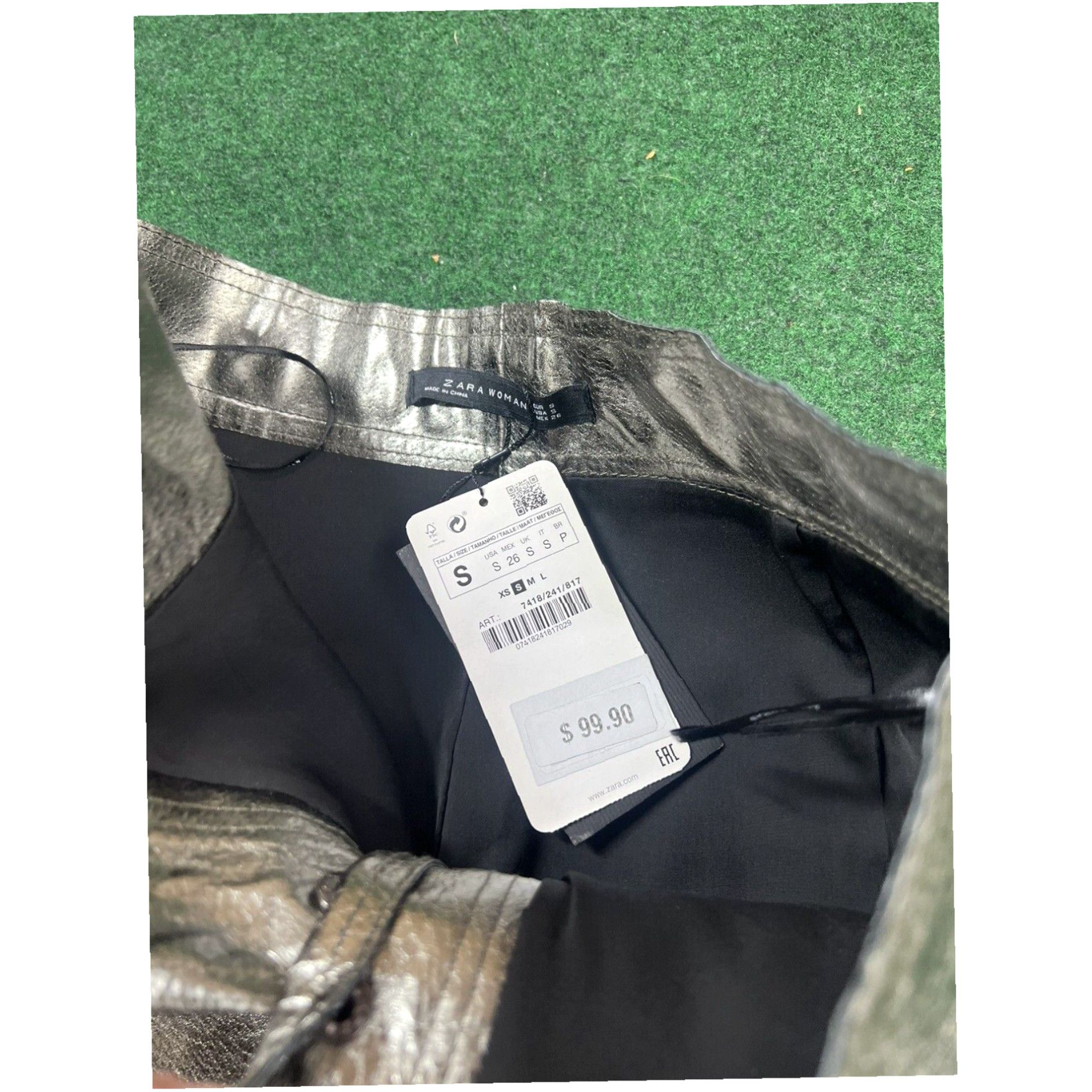 Zara Zara Woman Metallic Silver Skirt Size Small Never Worn New W Rags $99 Size 28" / US 6 / IT 42 - 4 Thumbnail