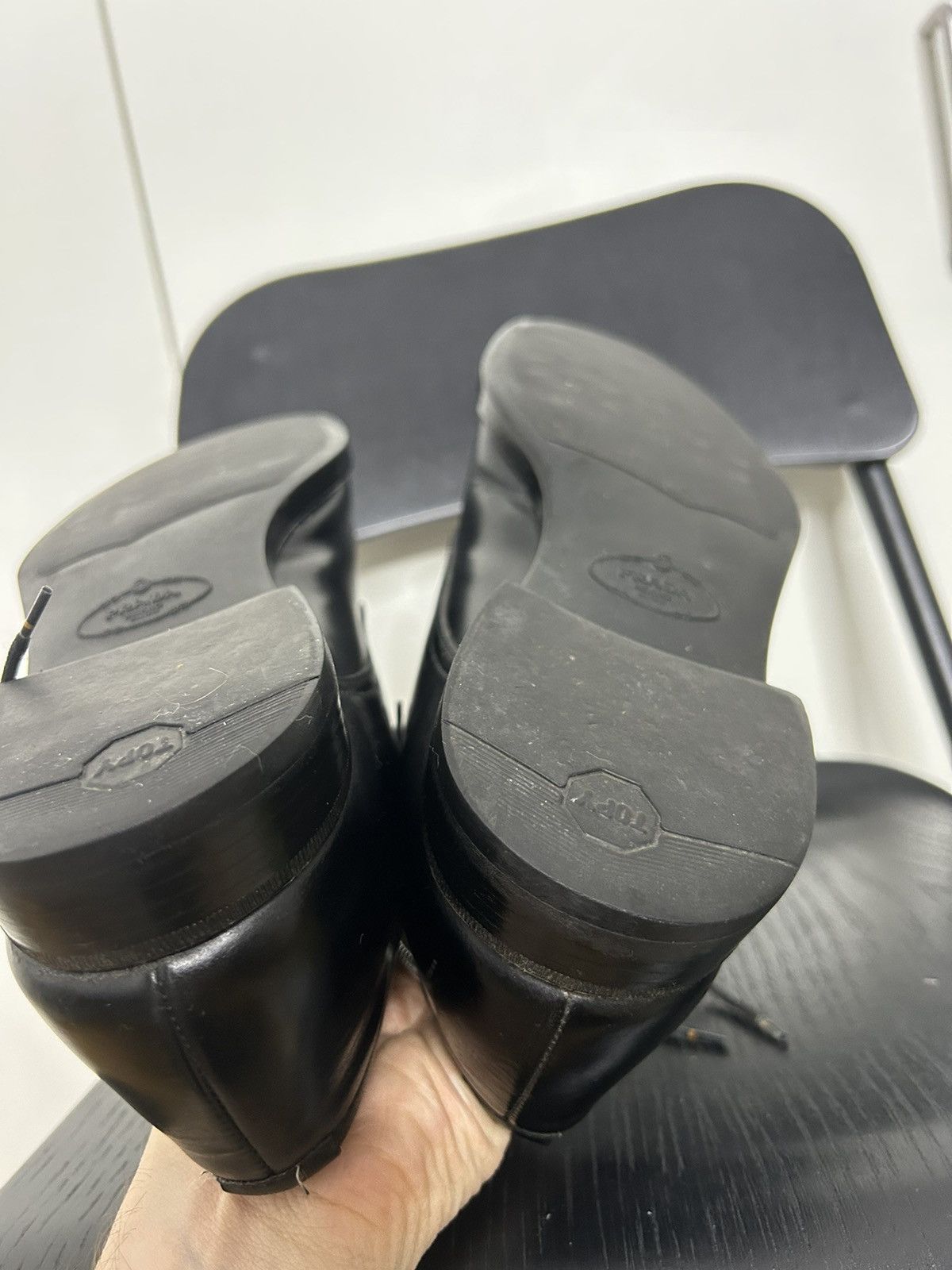 Prada × Vintage Prada Leather Derby Shoes - Black Oxfords Size US 8 / EU 41 - 12 Thumbnail