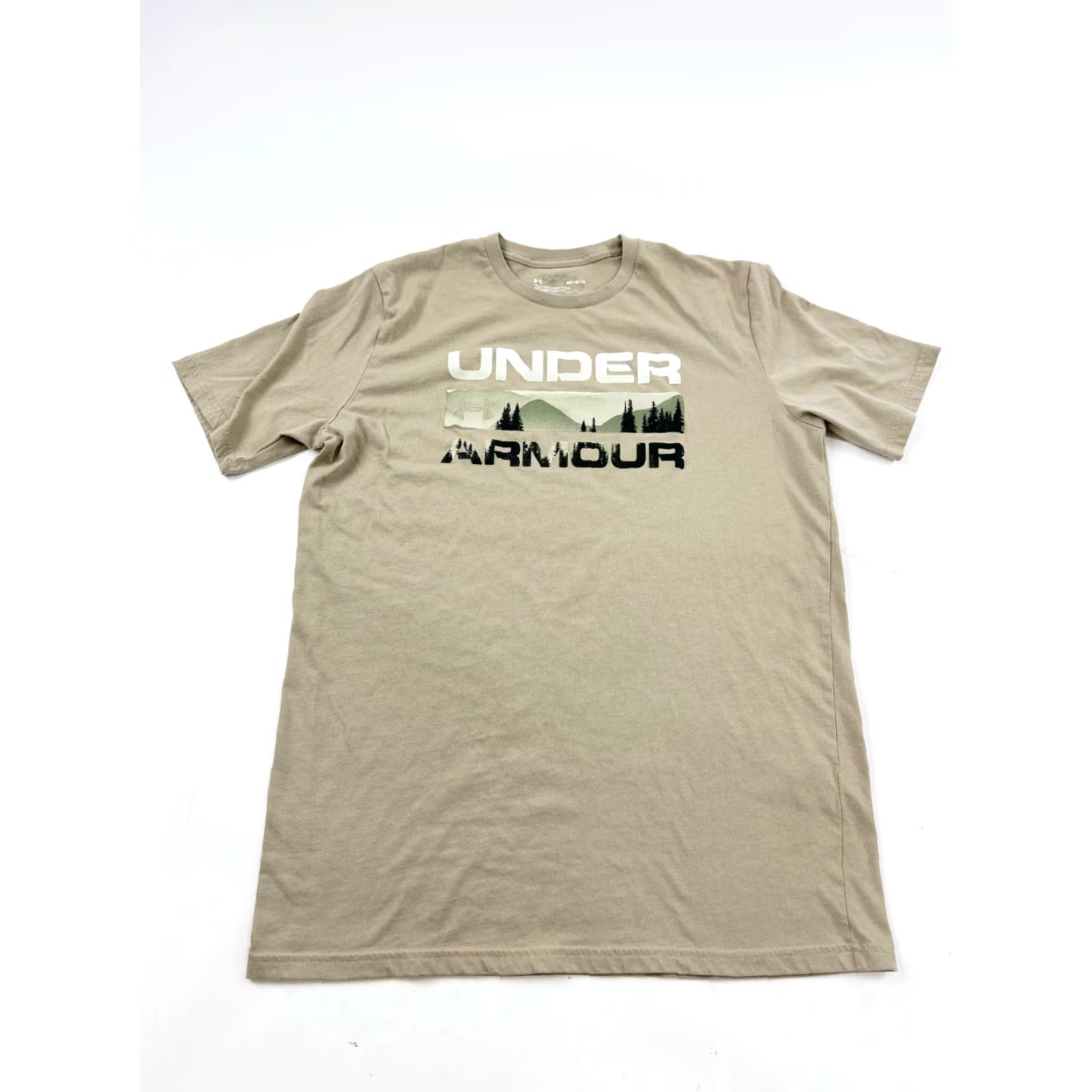 Under Armour Under Armour Shirt Mens M Beige Short Sleeve Crew Neck Logo Graphic Print Outdoor 90s? Size US M / EU 48-50 / 2 - 2 Thumbnail