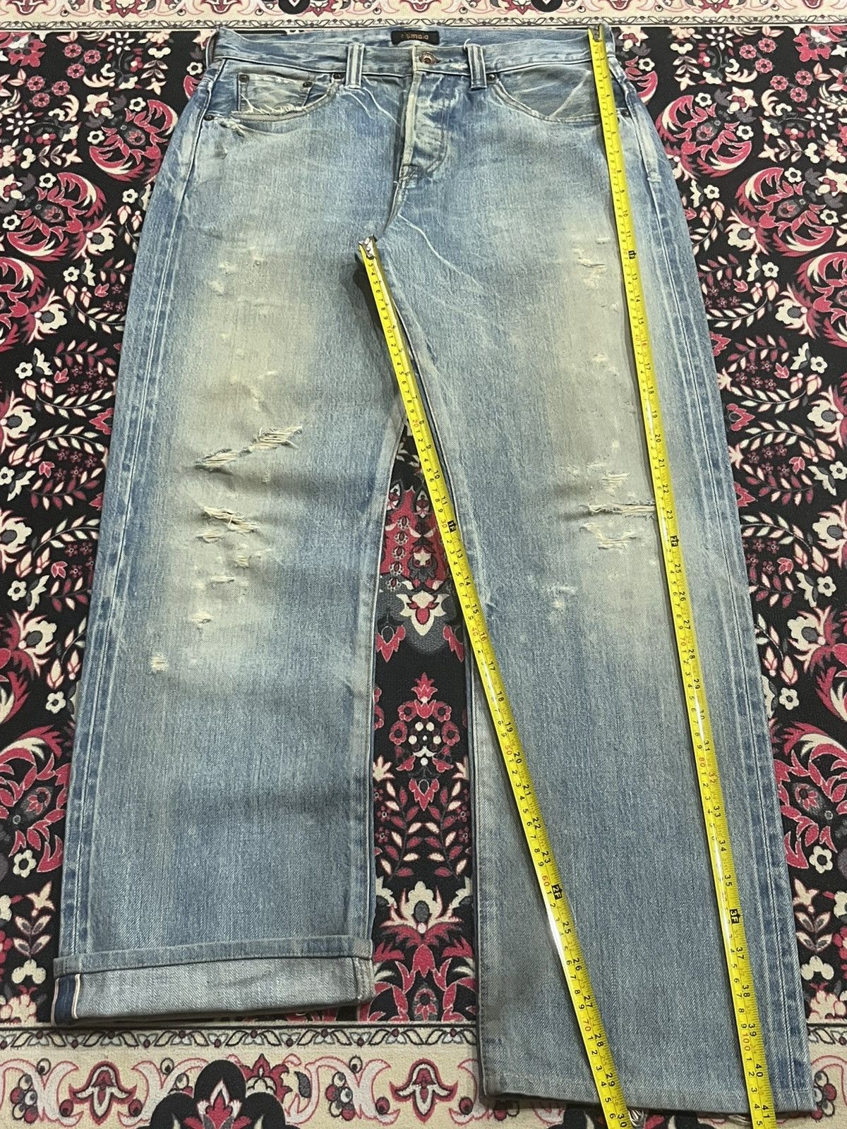 Chimala Japanese Brand Chimala Blue Washed Distressed Selvedge Jeans Size US 29 - 15 Thumbnail