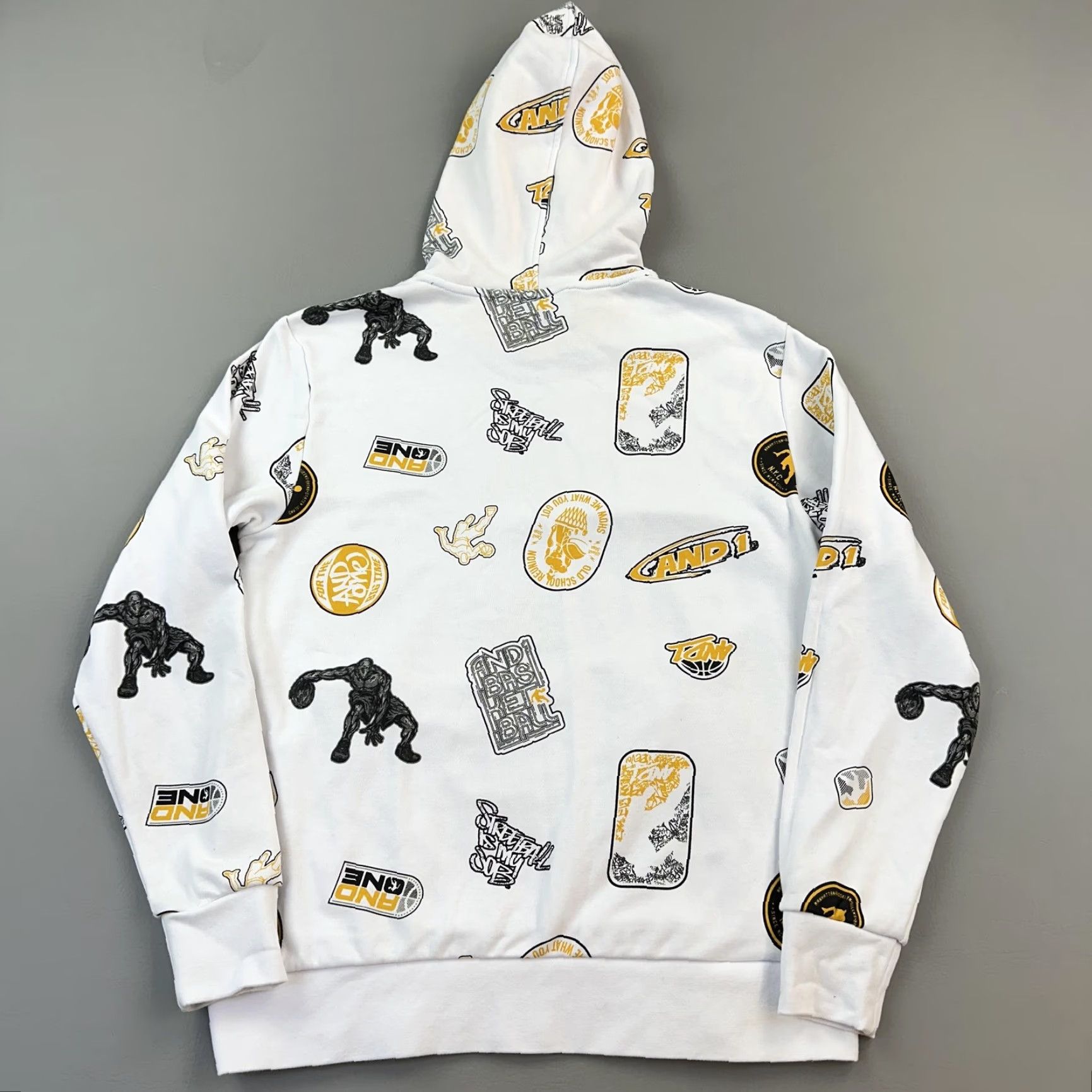 Vintage AND1 Hoodie Mens Medium White All Over Logo Graphic Print Pullover Size US M / EU 48-50 / 2 - 6 Thumbnail