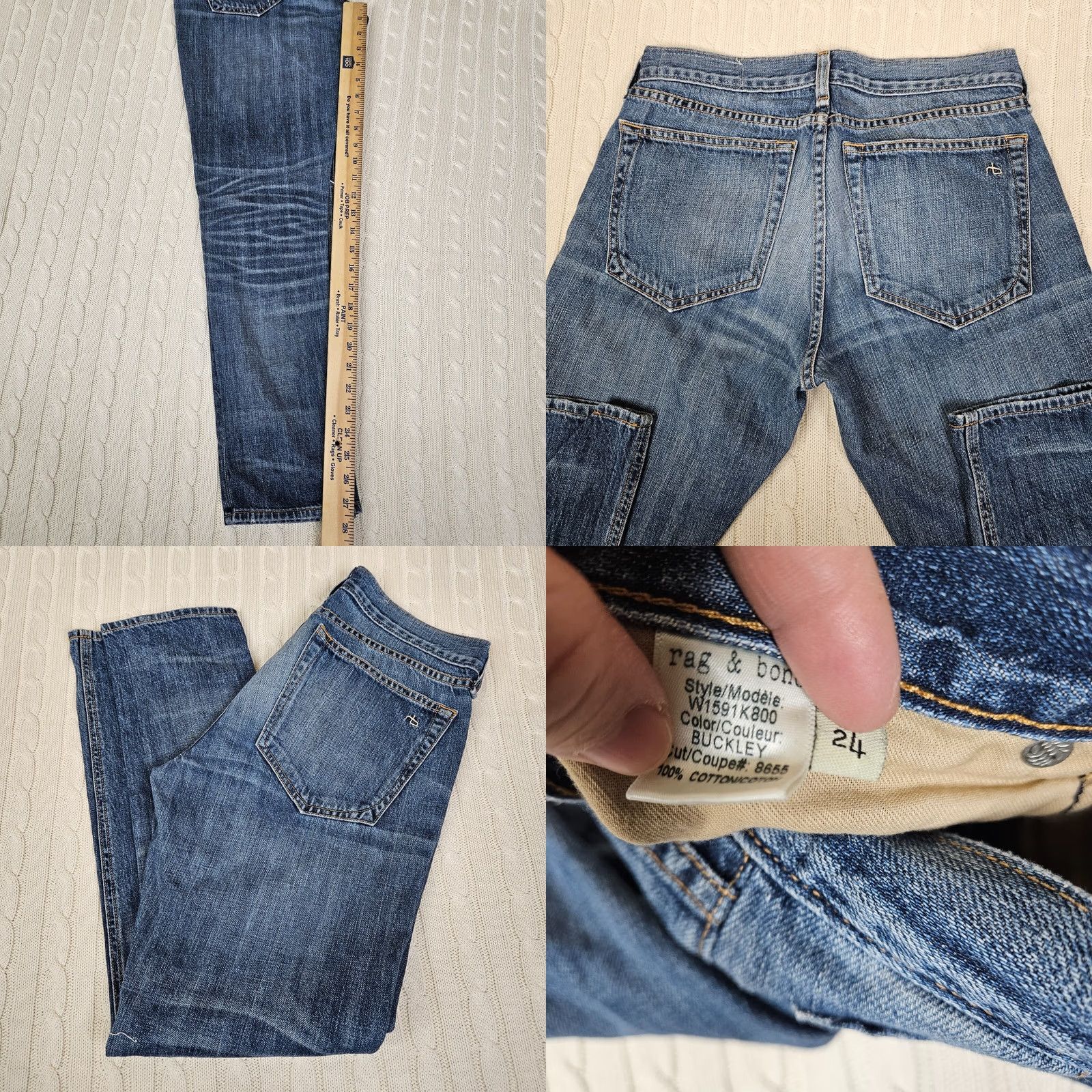Rag & Bone rag & bone Buckley Cotton Women's Boyfriend Jeans distressed Low Rise Size 24 Blue Denim Casual Medium wash 90s Vogue? Size 42" / US 20 - 8 Thumbnail