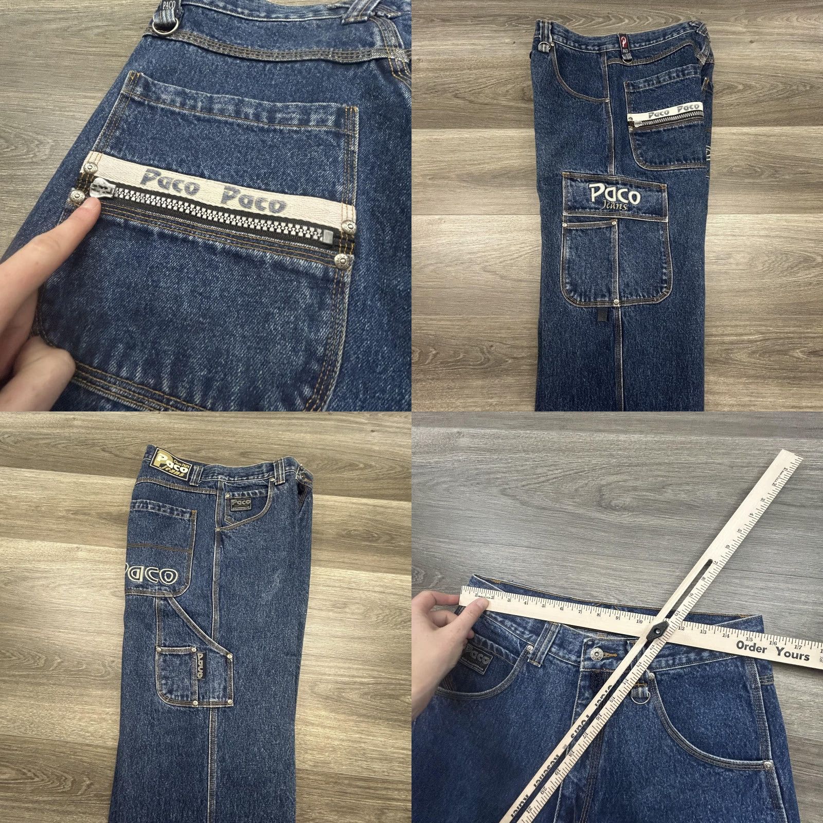 Vintage VINTAGE Paco Jeans Mens 32x32 Blue Baggy Cargo Carpenter Wide Leg Y2K Streetwear Size US 32 / EU 48 - 9 Thumbnail