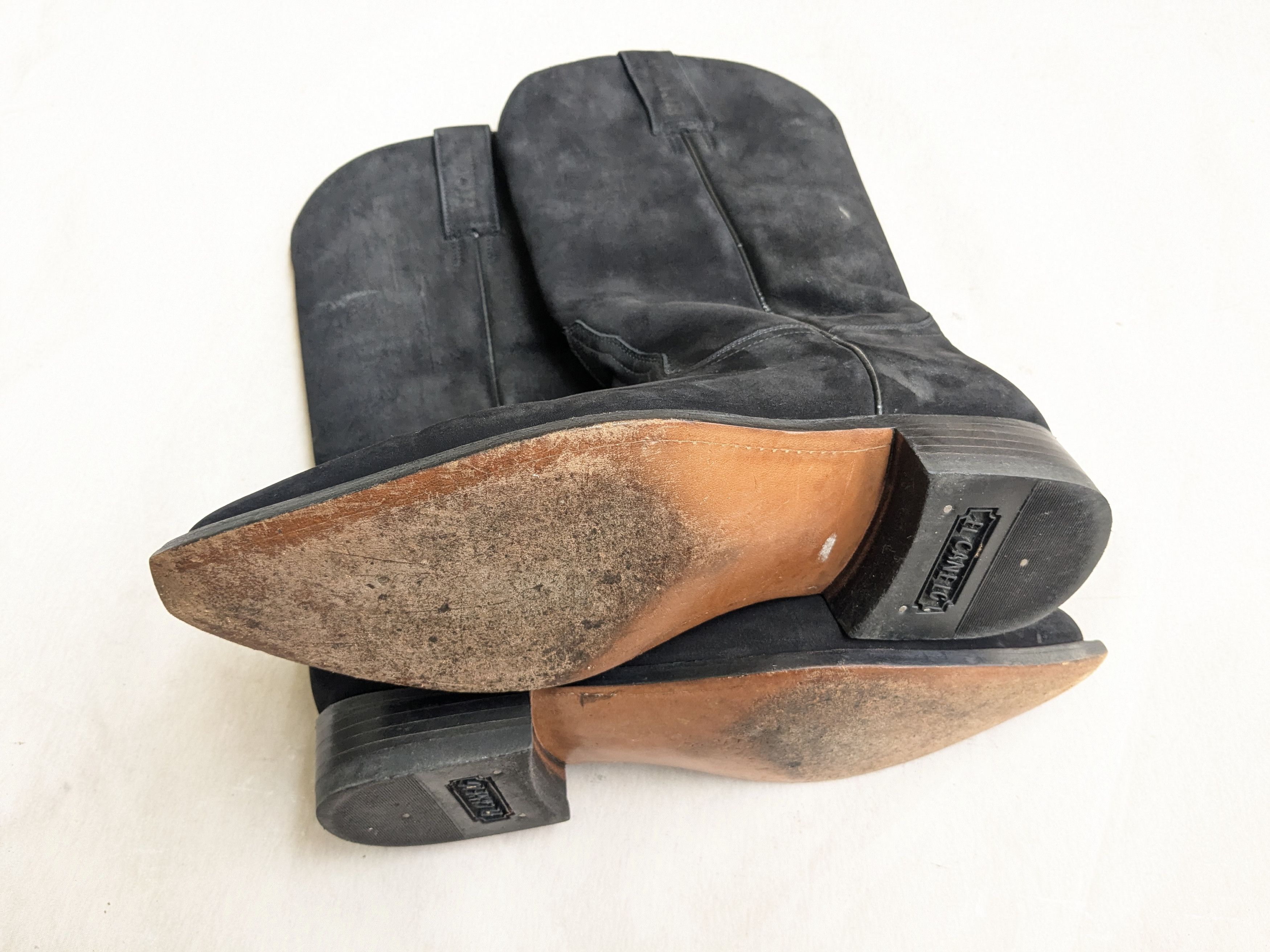 Genuine Leather El Canelo Cowboy Boots Black Suede 10 Leather Botas Size US 10 / EU 43 - 14 Thumbnail