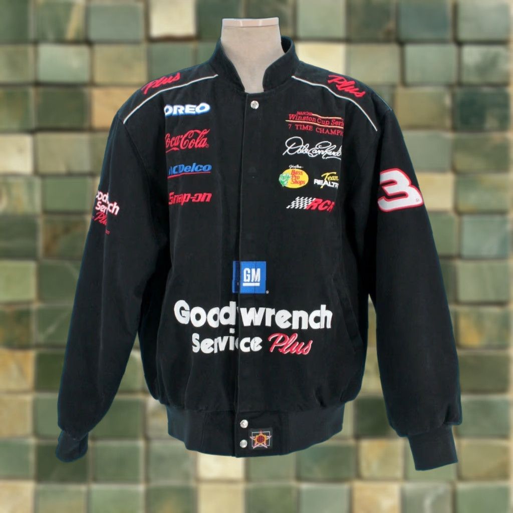 JH Design Mens VTG Black Dale Earnhardt JH Design Racing Jacket #3 Sz XL Nascar Size US XL / EU 56 / 4 - 1 Thumbnail