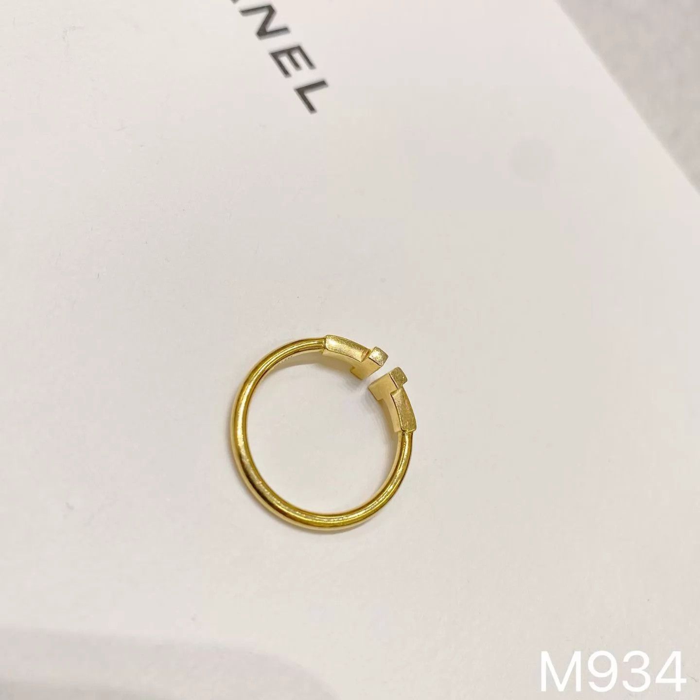 Tiffany & Co. Tiffany Double T 18K Gold Ring Size 55 M934 Size ONE SIZE - 8 Thumbnail
