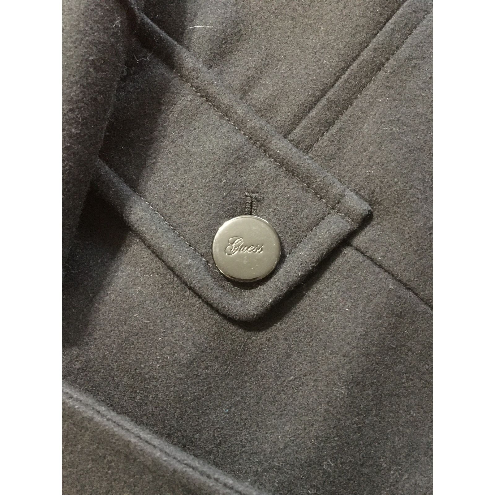 Guess Guess Large Wool Blend Black Lined Pea Coat Gold Embroidery Size L / US 10 / IT 46 - 11 Thumbnail