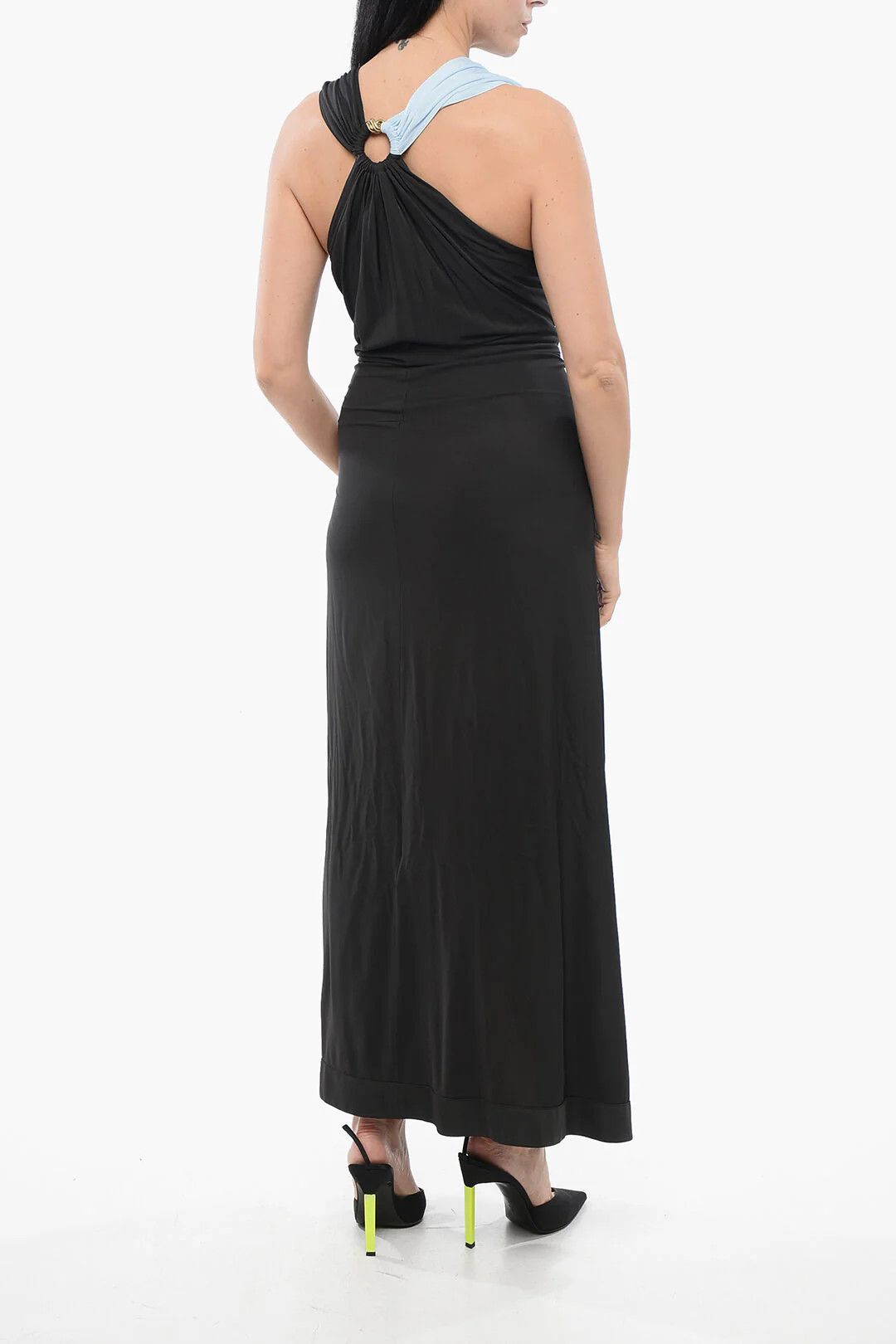 Bottega Veneta og1mm0426 Two-Tone Jersey Dress in Light Blue & Black Size XS / US 0-2 / IT 36-38 - 2 Thumbnail