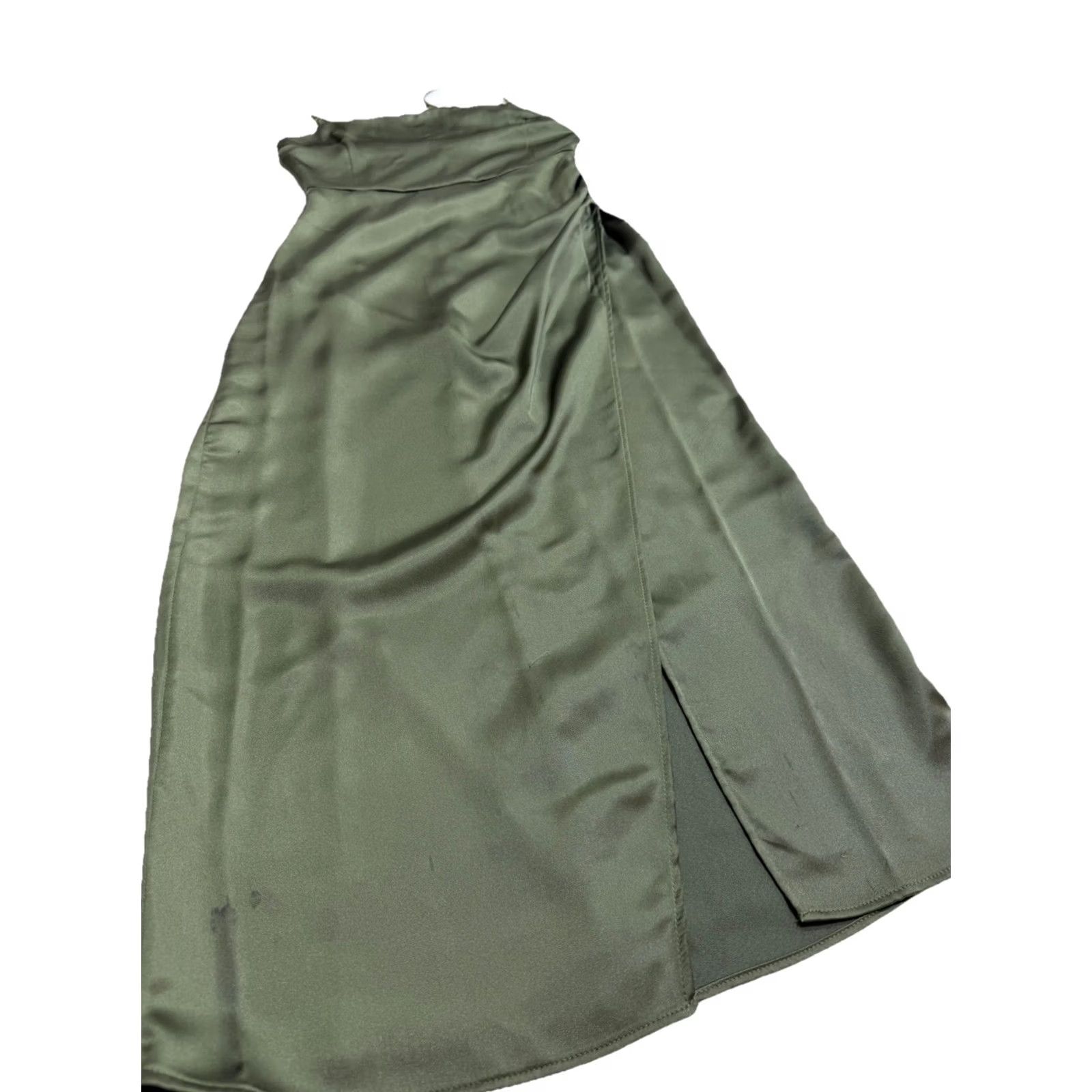 Zara Zara Beaded Satin Slip Dress - Womens Midi Green Satin Beaded Halter Mini Formal Nwot Small Size S / US 4 / IT 40 - 7 Thumbnail
