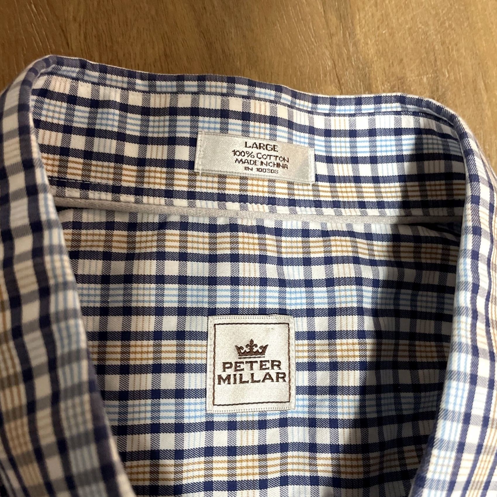 Peter Millar Peter Millar Button-Down Shirt Mens Large Plaid Long Sleeve Cotton Preppy Casual Blue Multicolor 46 in Chest Regular Fit Office Workwear Size US L / EU 52-54 / 3 - 3 Thumbnail