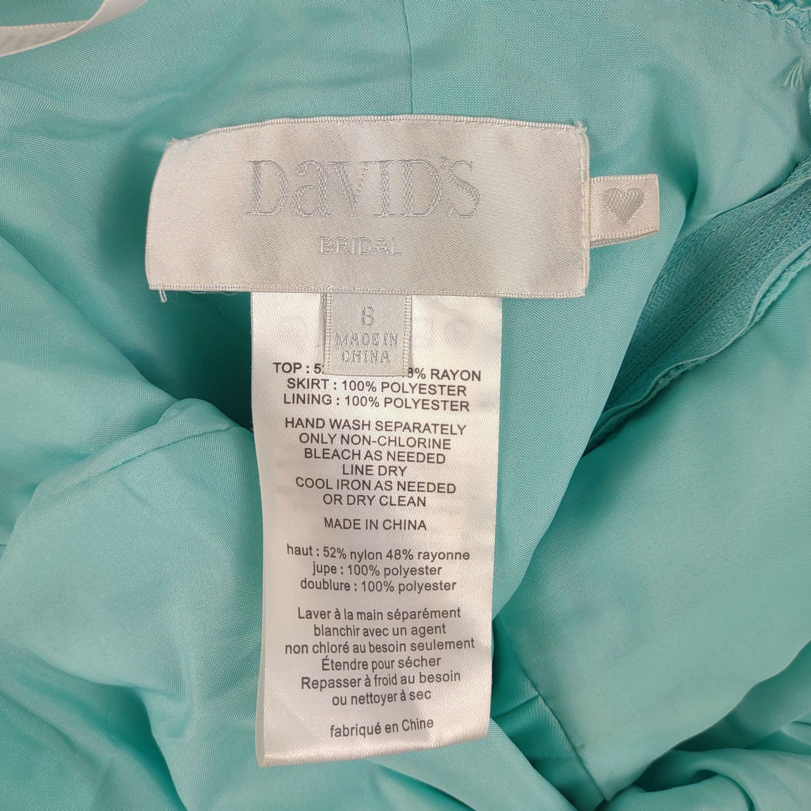 Other David's Bridal Aqua Short Lace Mesh Dress Halter Neckline Size M / US 6-8 / IT 42-44 - 6 Thumbnail
