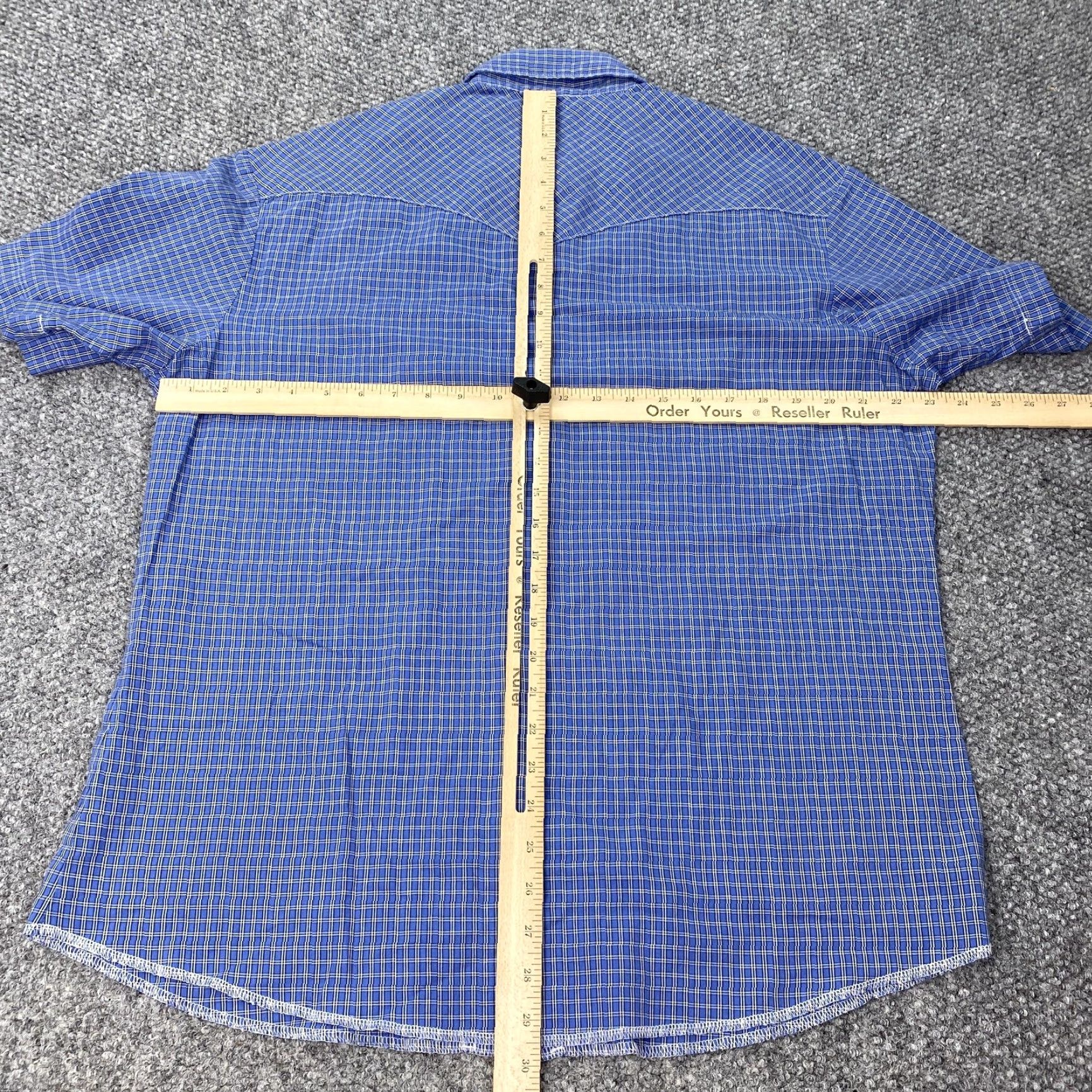 Wrangler VINTAGE Wrangler Shirt Mens XL Blue Plaid Western Pearl Snap Short Sleeve Rodeo Cowboy (adjusted structure) Size US XL / EU 56 / 4 - 6 Thumbnail