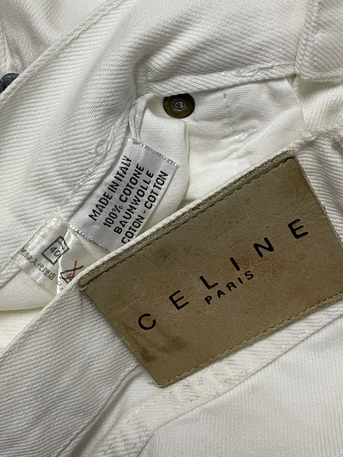 Celine Vintage Og 1990s Designer Celine Paris Baggy White Denim Size US 28 / EU 44 - 18 Thumbnail