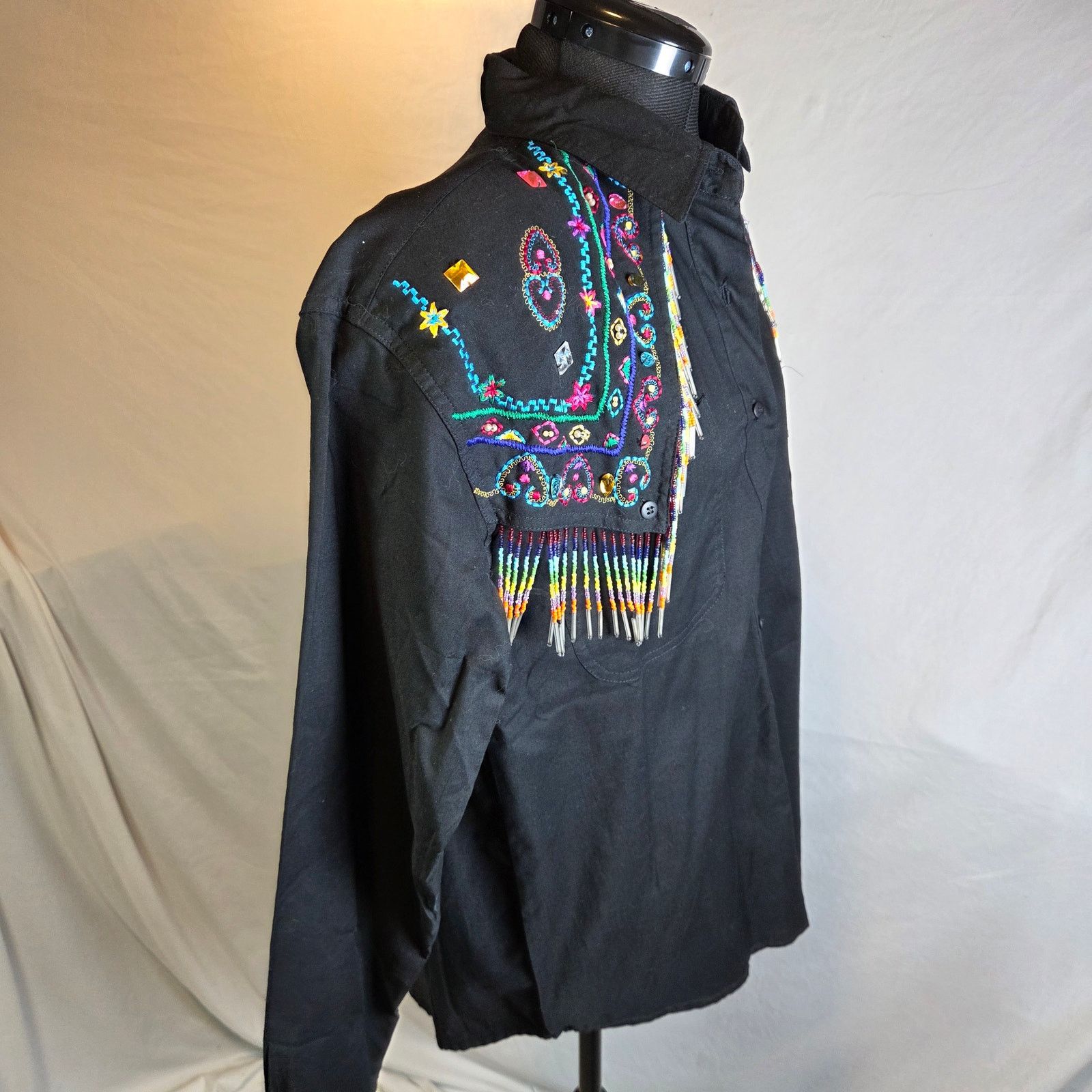 Vintage Side Saddle 1993 Beaded Western Fringe Shirt Size M / US 6-8 / IT 42-44 - 6 Thumbnail