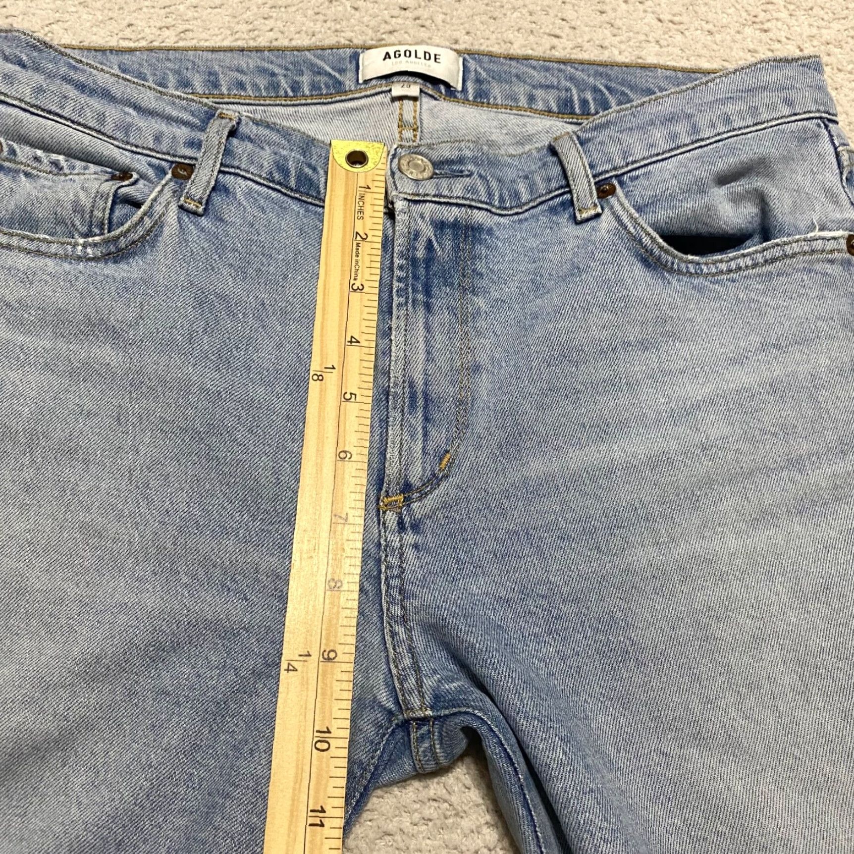 Agolde AGOLDE Womens Jeans 29 Blue Denim Sophie High Rise Skinny Medium Wash Distress Size 29" - 4 Thumbnail