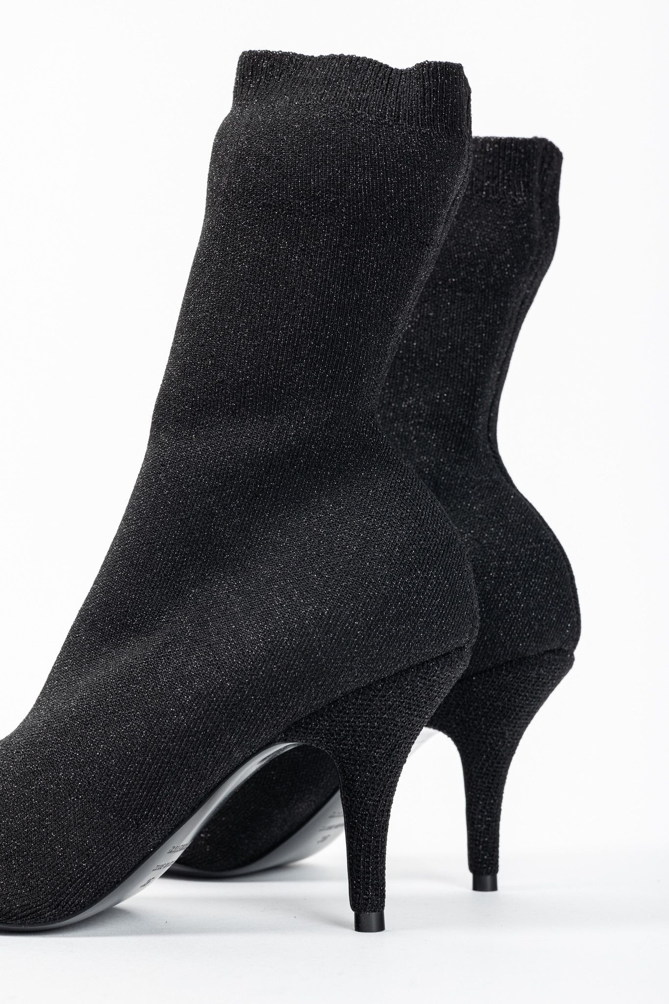Balenciaga Balenciaga Knife 80 Black Glittered Stretch-Knit Ankle Boots Size US 4.5 / IT 34.5 - 8 Thumbnail