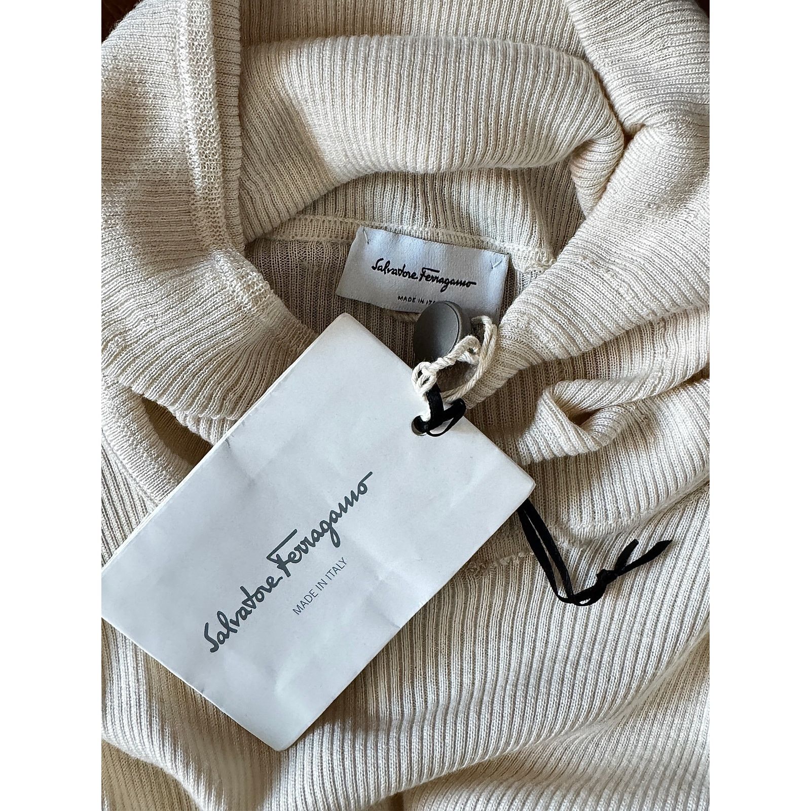 Salvatore Ferragamo Salvatore Ferragamo NWT Beige Knit Cowl Neck Top Size XS / US 0-2 / IT 36-38 - 3 Thumbnail