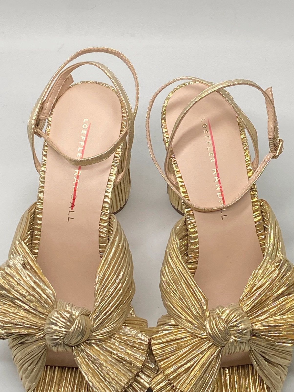 Loeffler Randall Loeffler Randall Gold Pleated Bow Heel Sandals size 6.5 Size US 6.5 / IT 36.5 - 10 Thumbnail