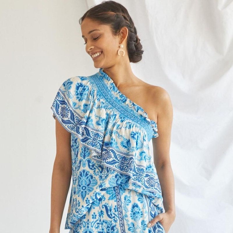 Anthropologie New Plenty by Tracy Reese Ruffled One-Shoulder Blouse Size XXL / US 16-18 / IT 52-54 - 4 Thumbnail