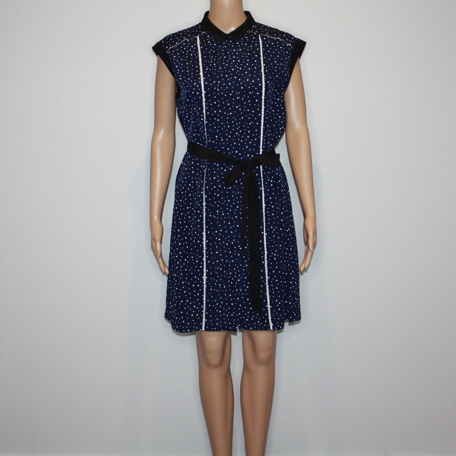 Jason Wu Wu for Target Polka Dot Sleeveless Collared Pleated Dress Size M / US 6-8 / IT 42-44 - 2 Thumbnail