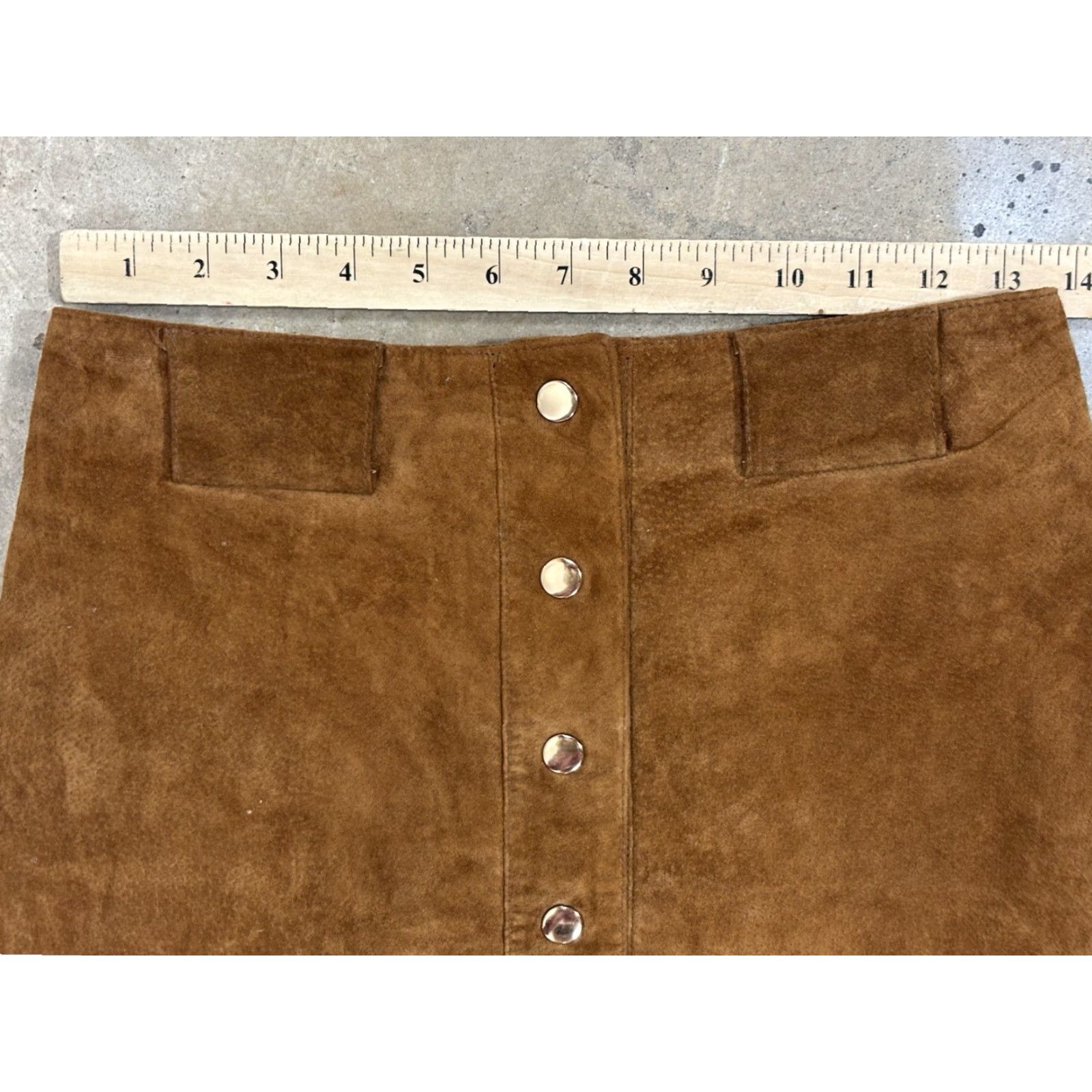 Zara Zara Skirt Brown Suede Aline Women’s XS Snap Front Mini 27”x16.5” Festival Size 26" / US 2 / IT 38 - 7 Thumbnail